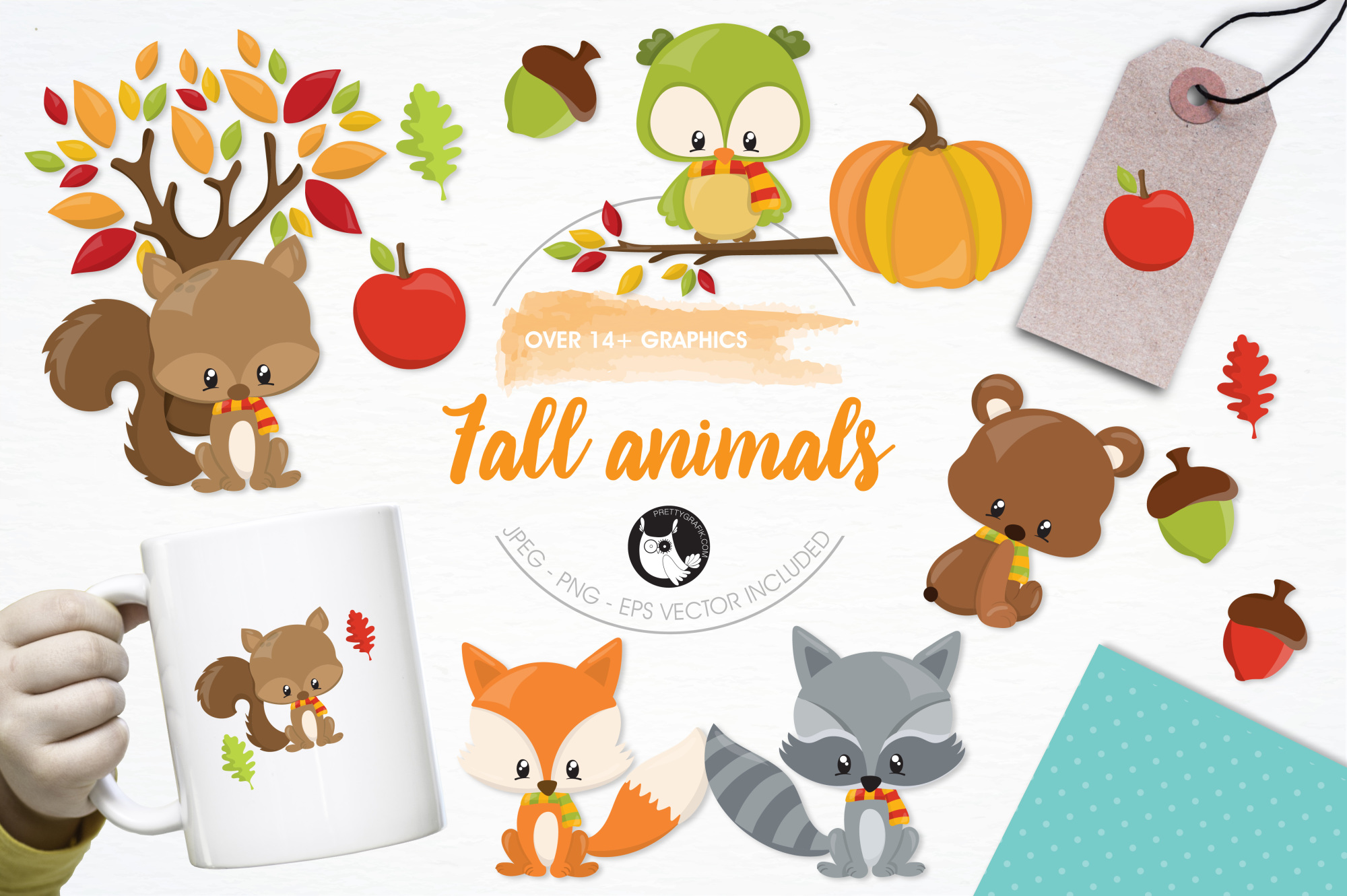 fall animals graphics and