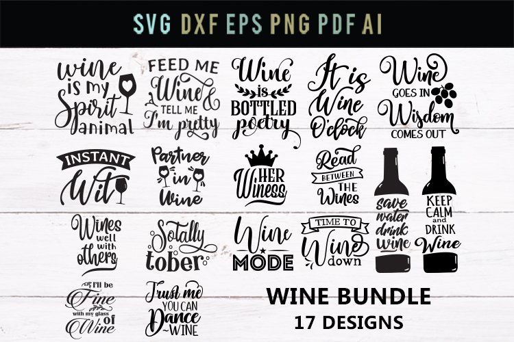 Download Wine bundle glass wine svg funny mom Svg wine Dxf (281405) | SVGs | Design Bundles