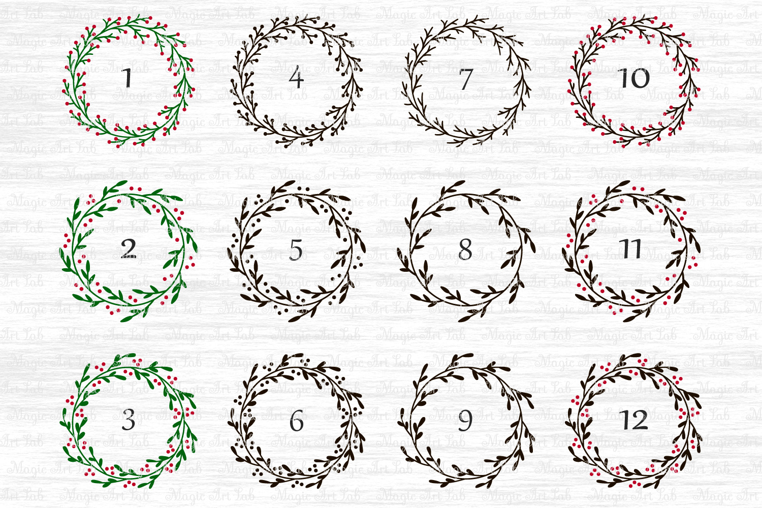 Christmas wreath svg, Christmas svg, Holly wreath svg