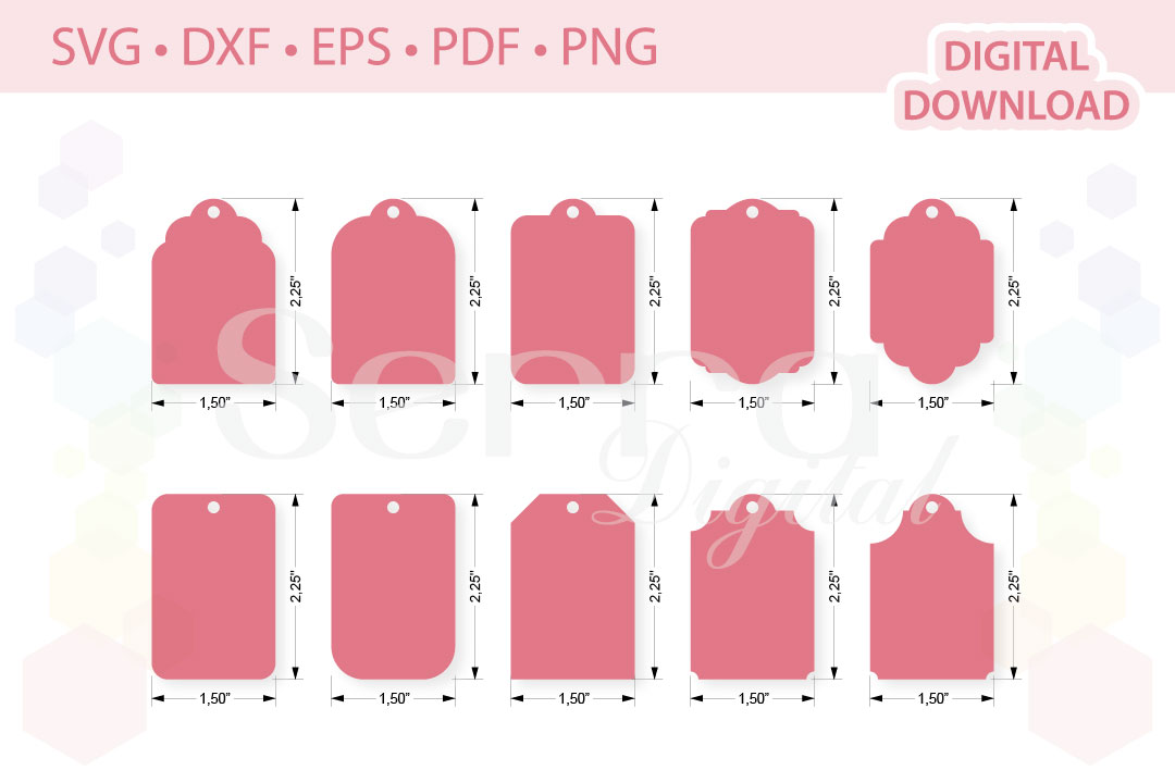 Gift Tag Shapes cut files SVG DXF EPS PDF PNG (411720) | Paper Cutting ...