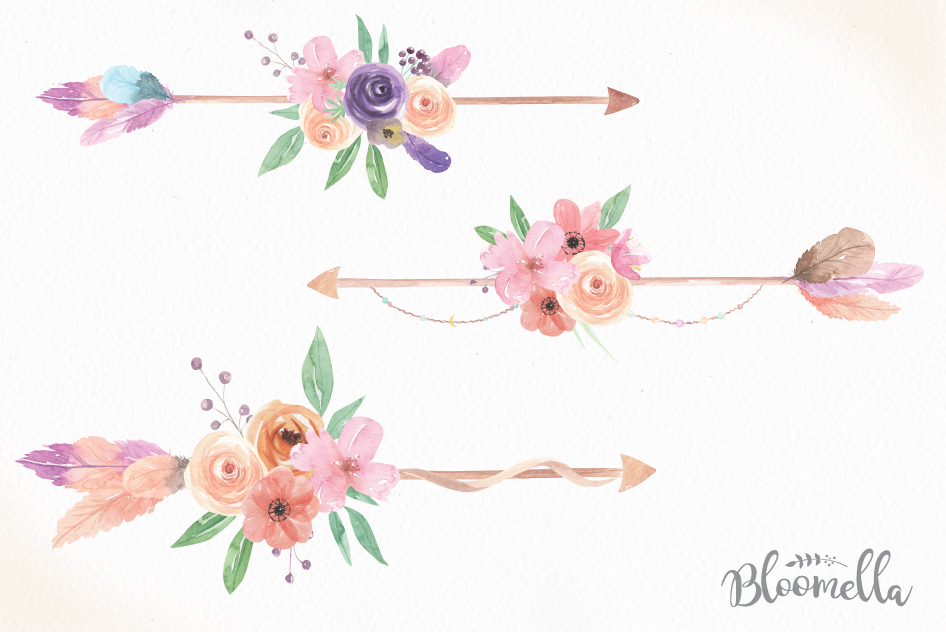 Download Watercolor Arrow Clipart Bouquets Flowers Summer Florals ...