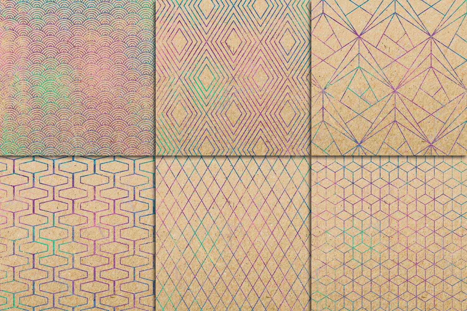 Kraft Digital Paper & Geometric Pattern