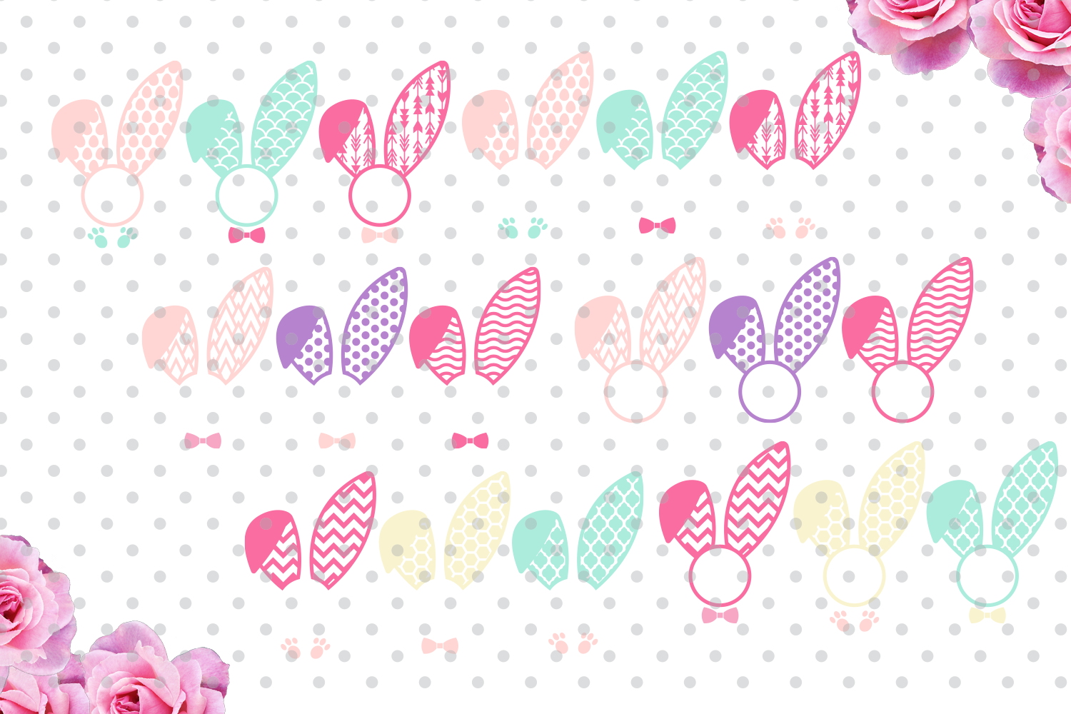 Download Easter bunny ears set 2 Monogram Frames Svg cutting file ...