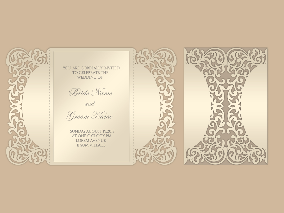 Download Gate fold wedding invitation , 5x7, SVG Cricut Template