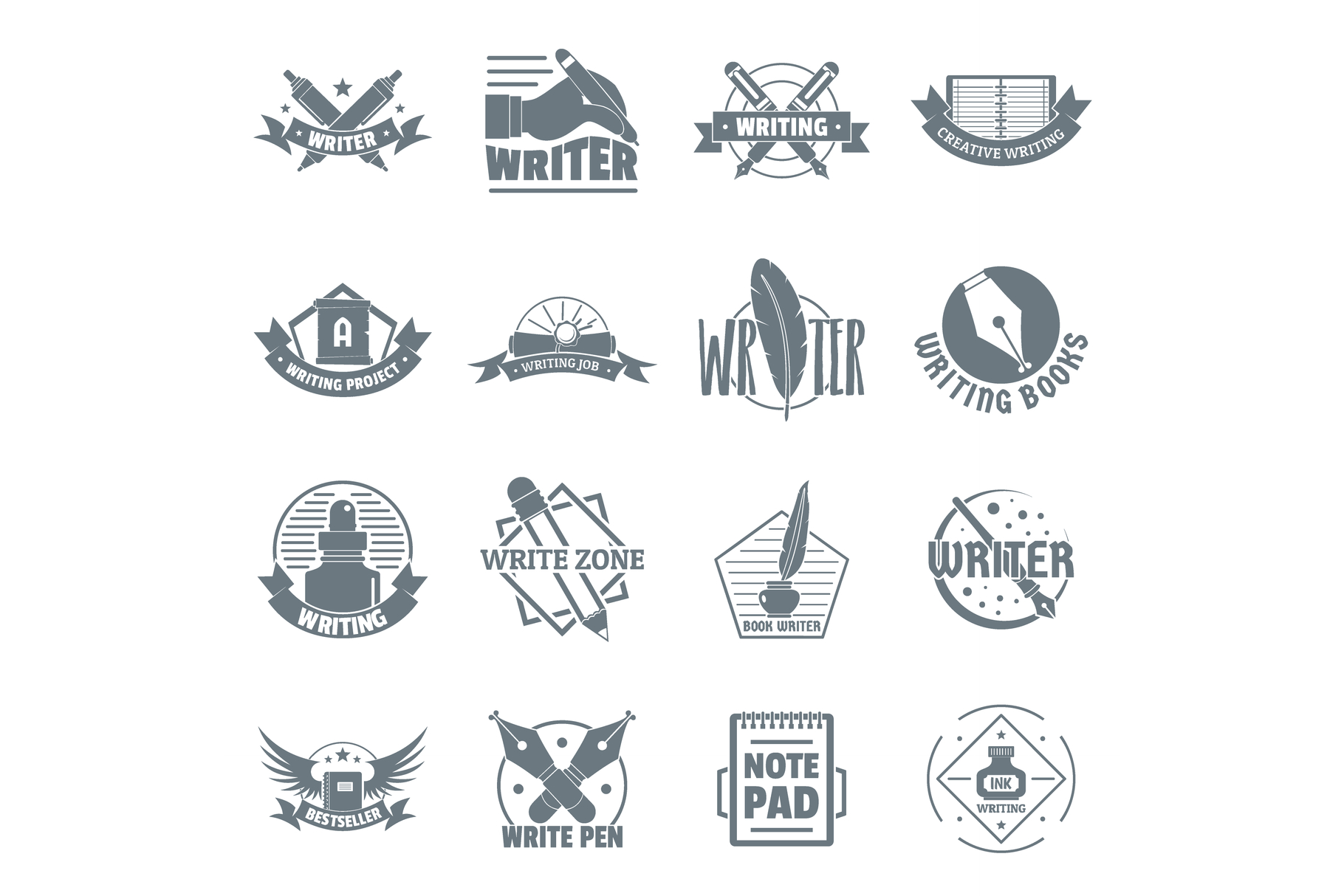 Write logo icons set, simple style (359080) | Illustrations | Design ...