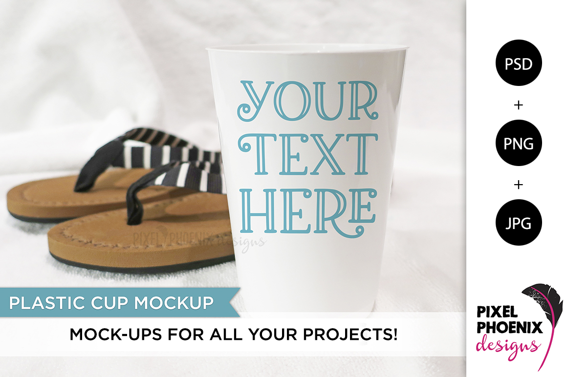 Download Plastic Cup Mockup with sandals (204986) | Mock Ups ...