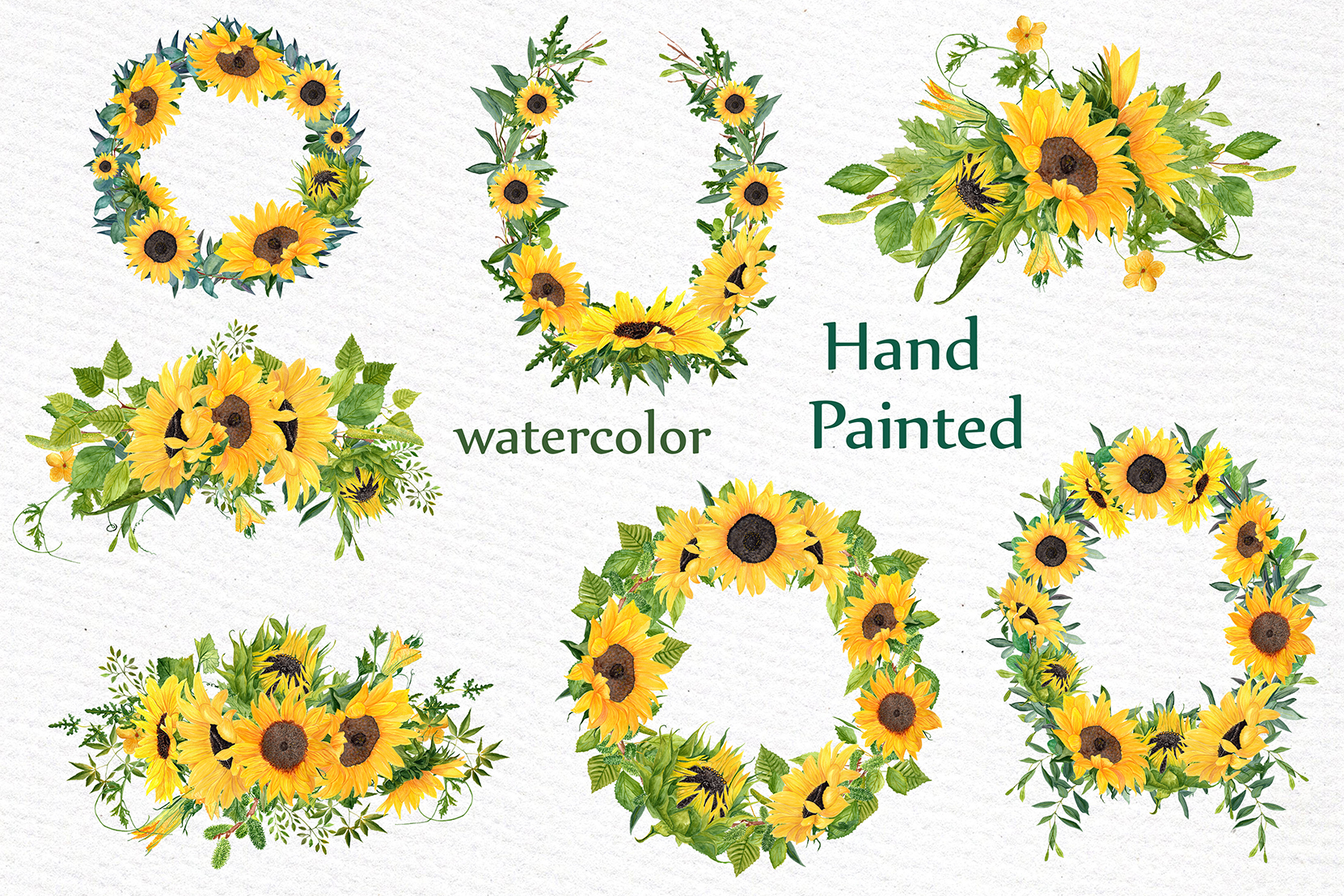 Sunflower clipart Watercolor Wreath (27796 ...