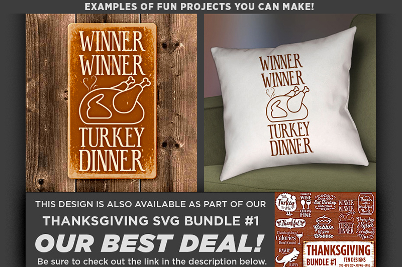 Winner Winner Turkey Dinner - Thanksgiving SVG Files - 6002