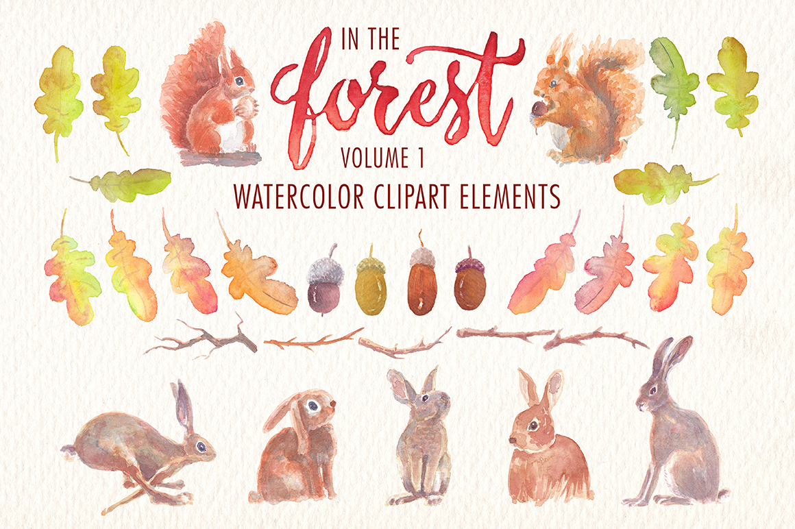 forest bundle watercolor clipart