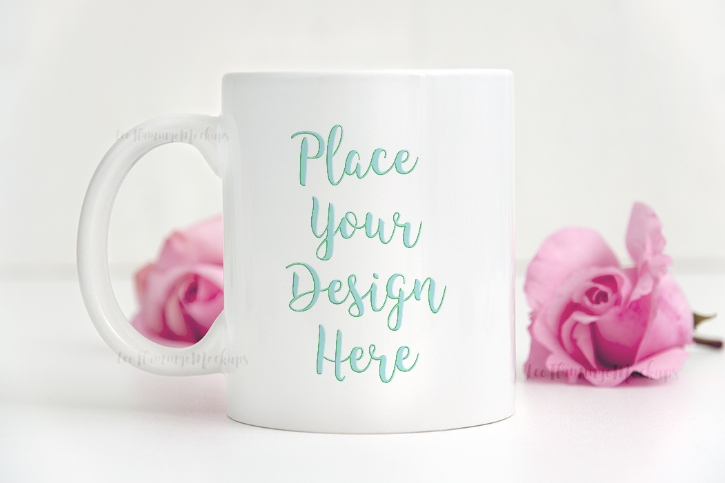 Download White coffee mug mockup feminine romantic floral (44579 ...