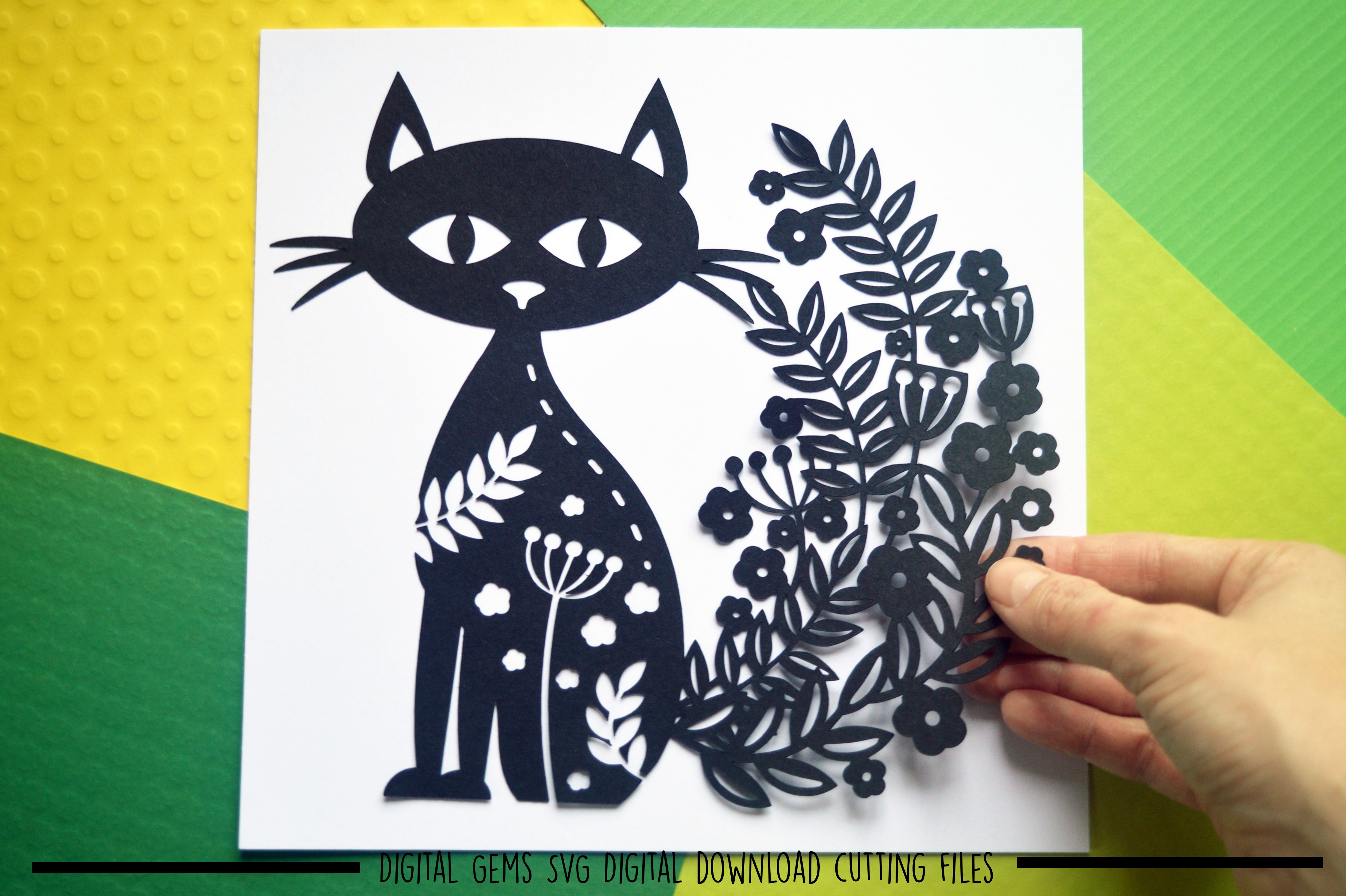 Cat paper cut SVG / DXF / EPS files