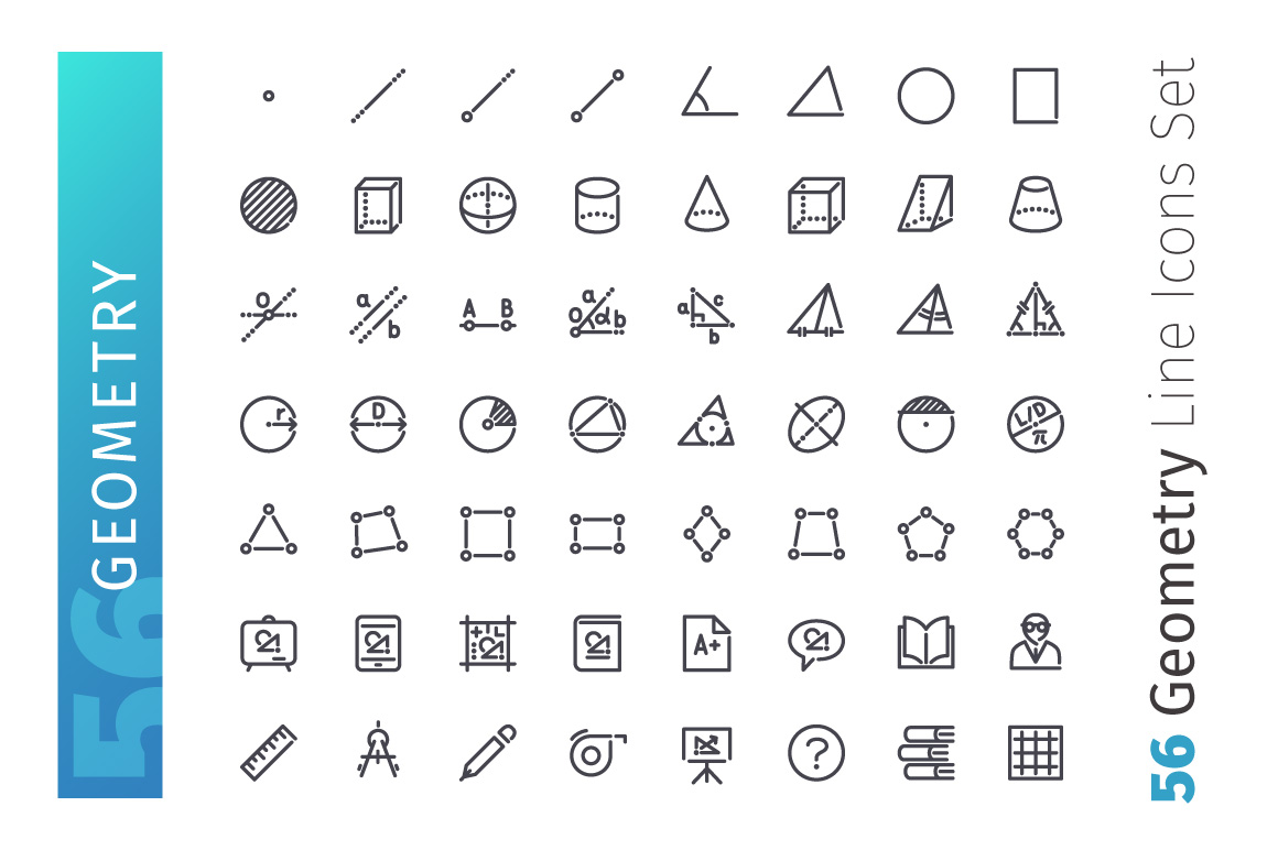 Значки в геометрии. Функциональные значки в геометрии. Easy Geometry line icon.