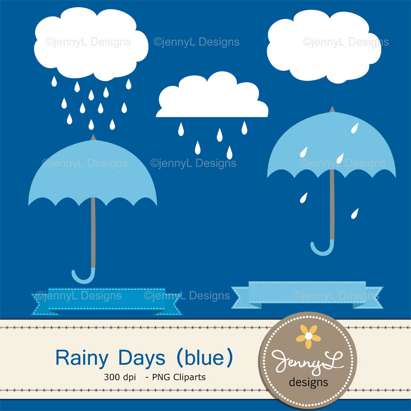 Umbrella Digital Papers And Clipart Rainy Day Rain Cloud For