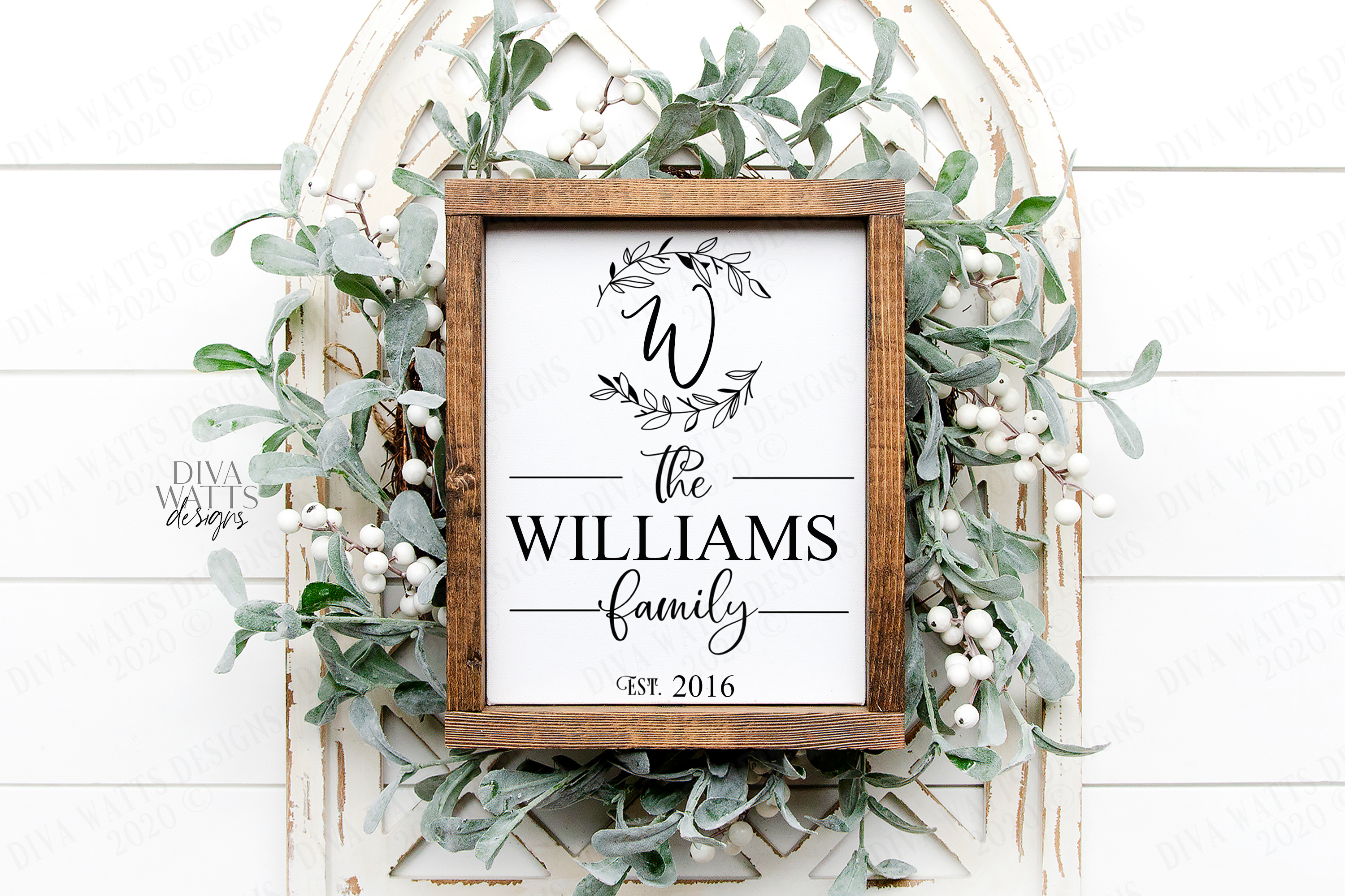 Download Monogram Wreath Family Last Name Farmhouse Sign SVG 8x10