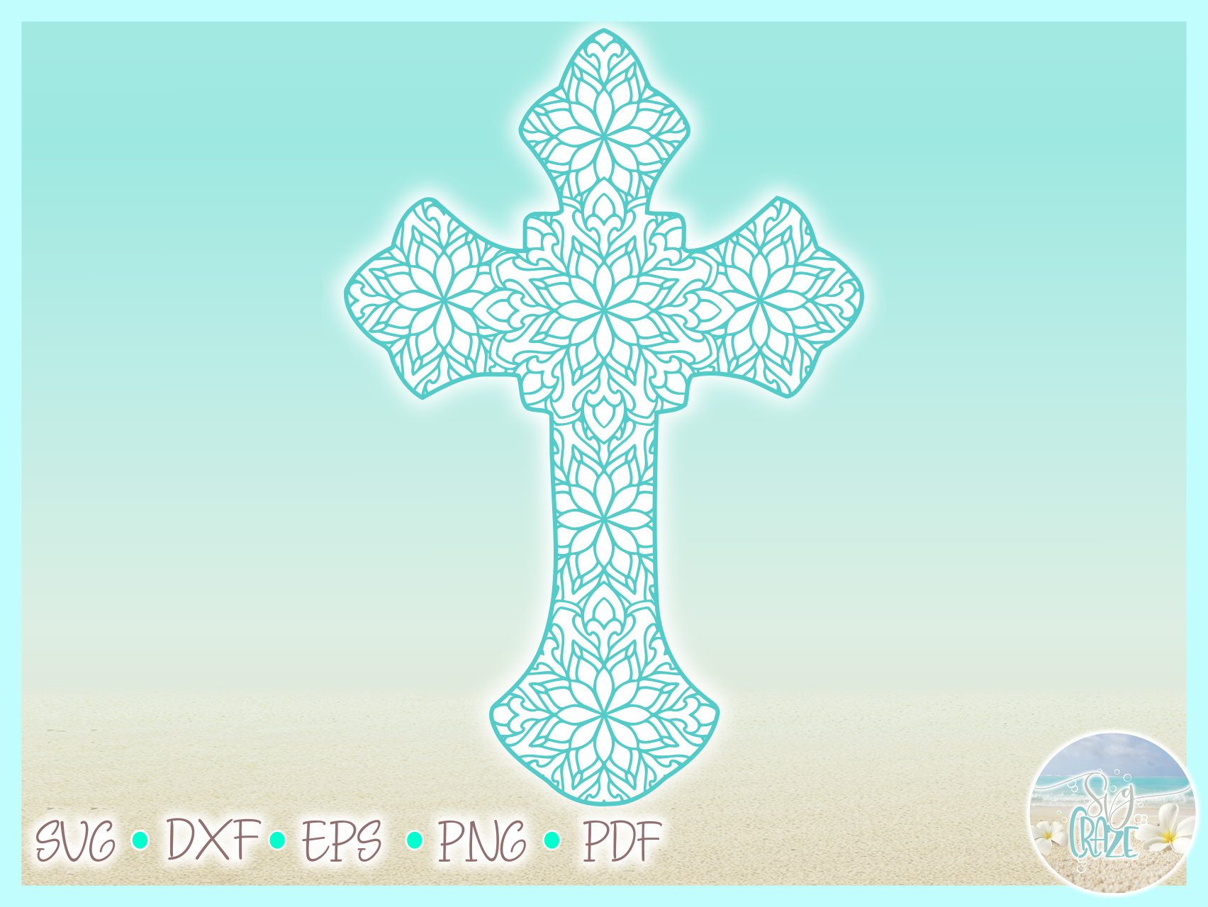 Cross Mandala Zentangle SVG Dxf Eps Png PDF files for ...