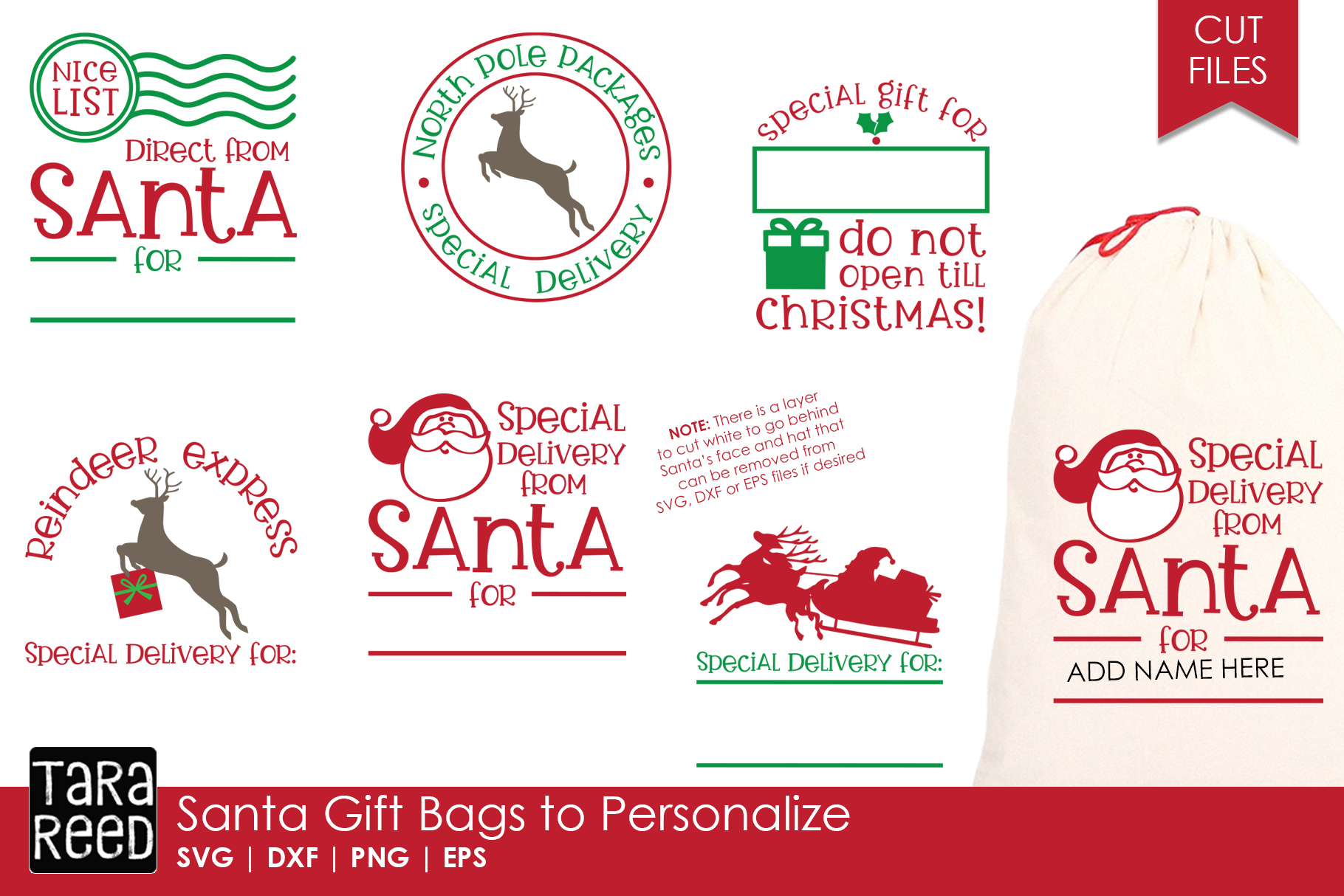 Santa Gift Bags Christmas SVG and Cut Files for Crafters