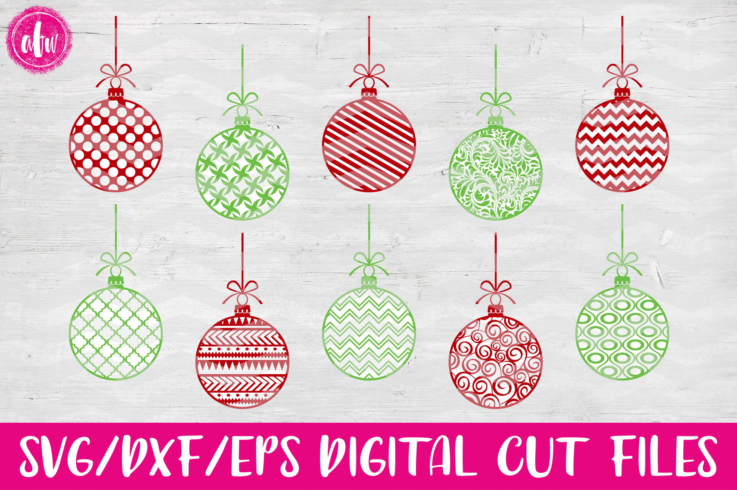 Pattern Christmas Ornaments  SVG, DXF, EPS Cut File (32686)  SVGs