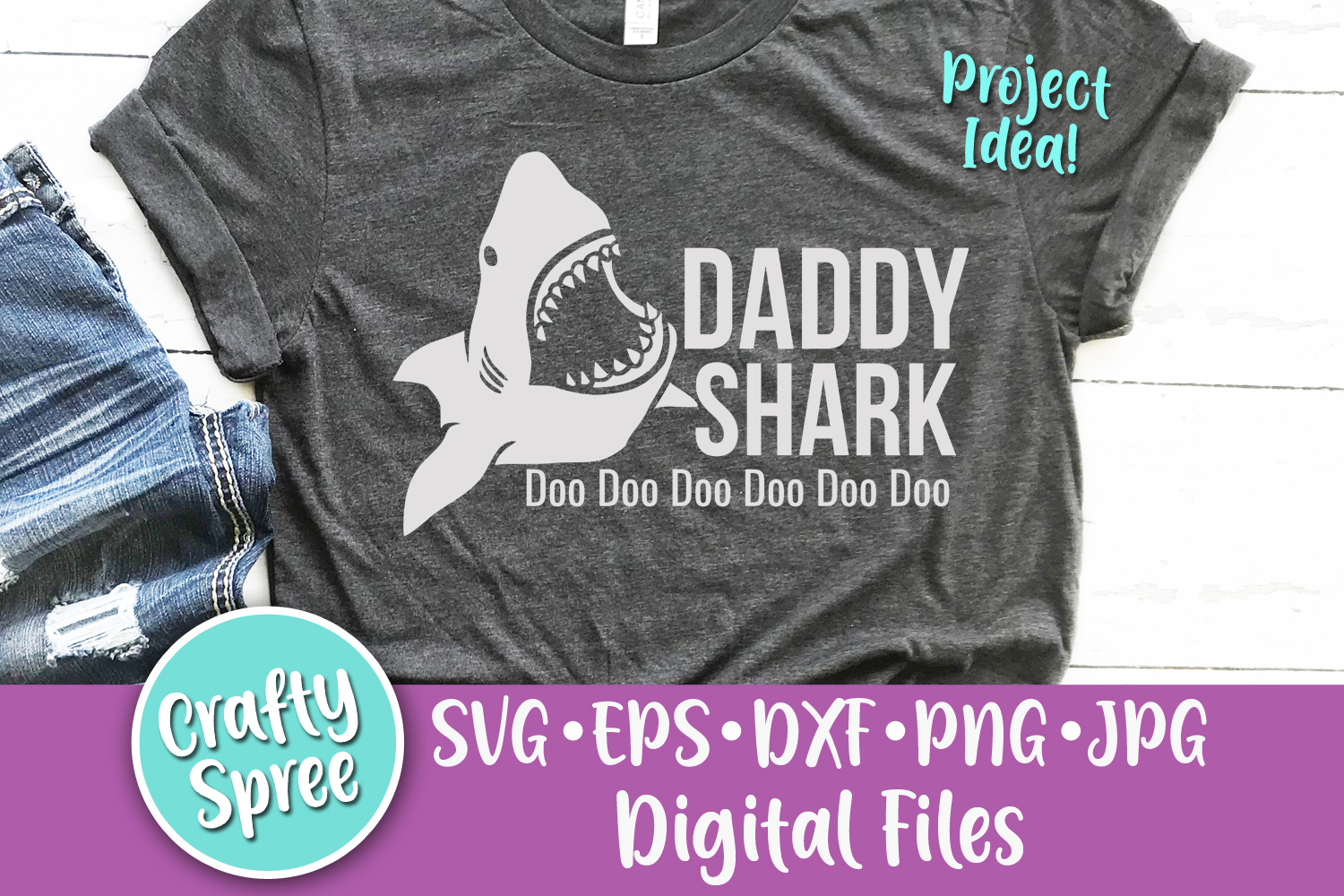 Daddy Shark SVG DXF PNG Design File Sublimation