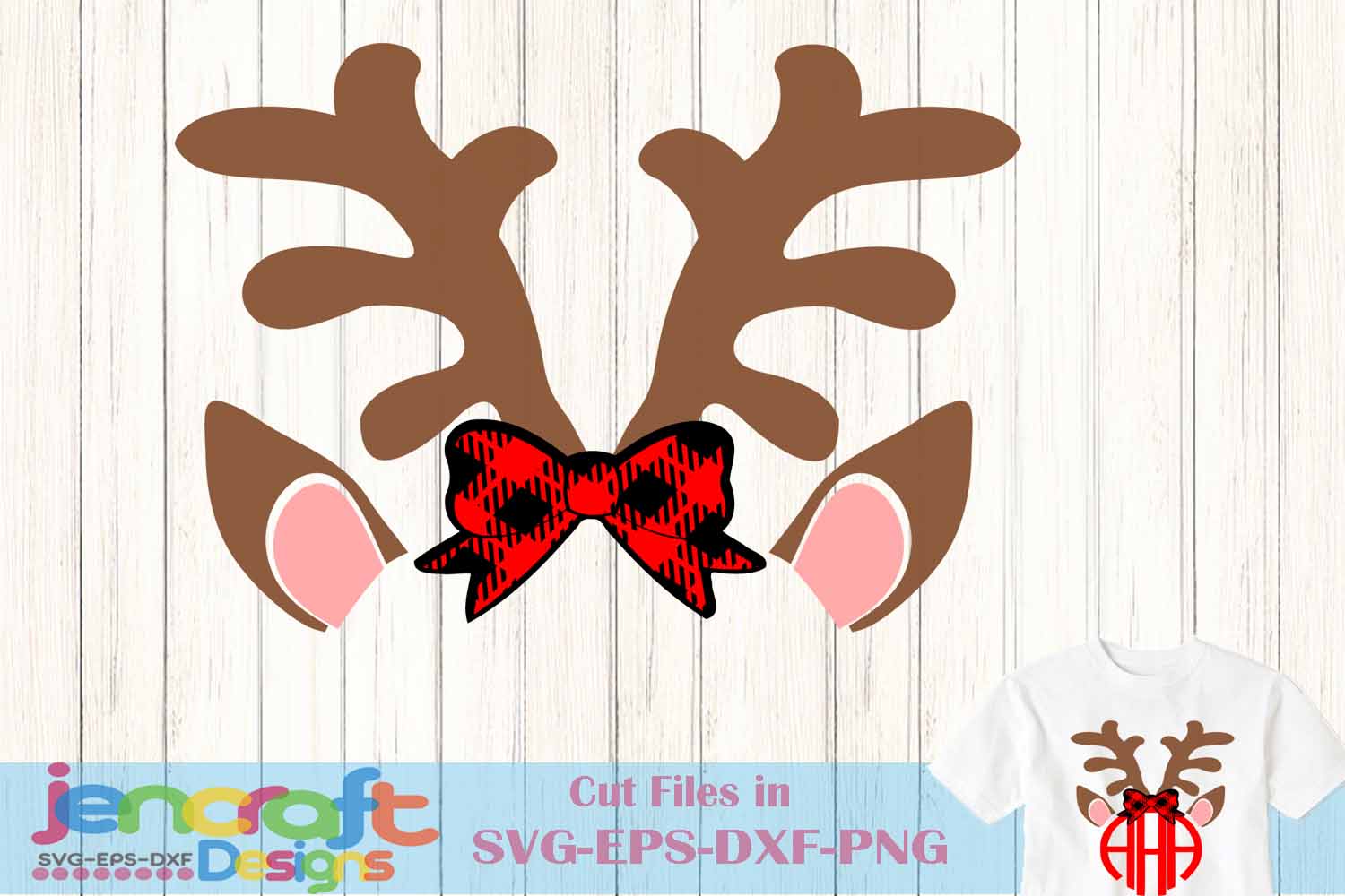 Download Christmas SVG - Antlers Bow monogram frame Deer SVG