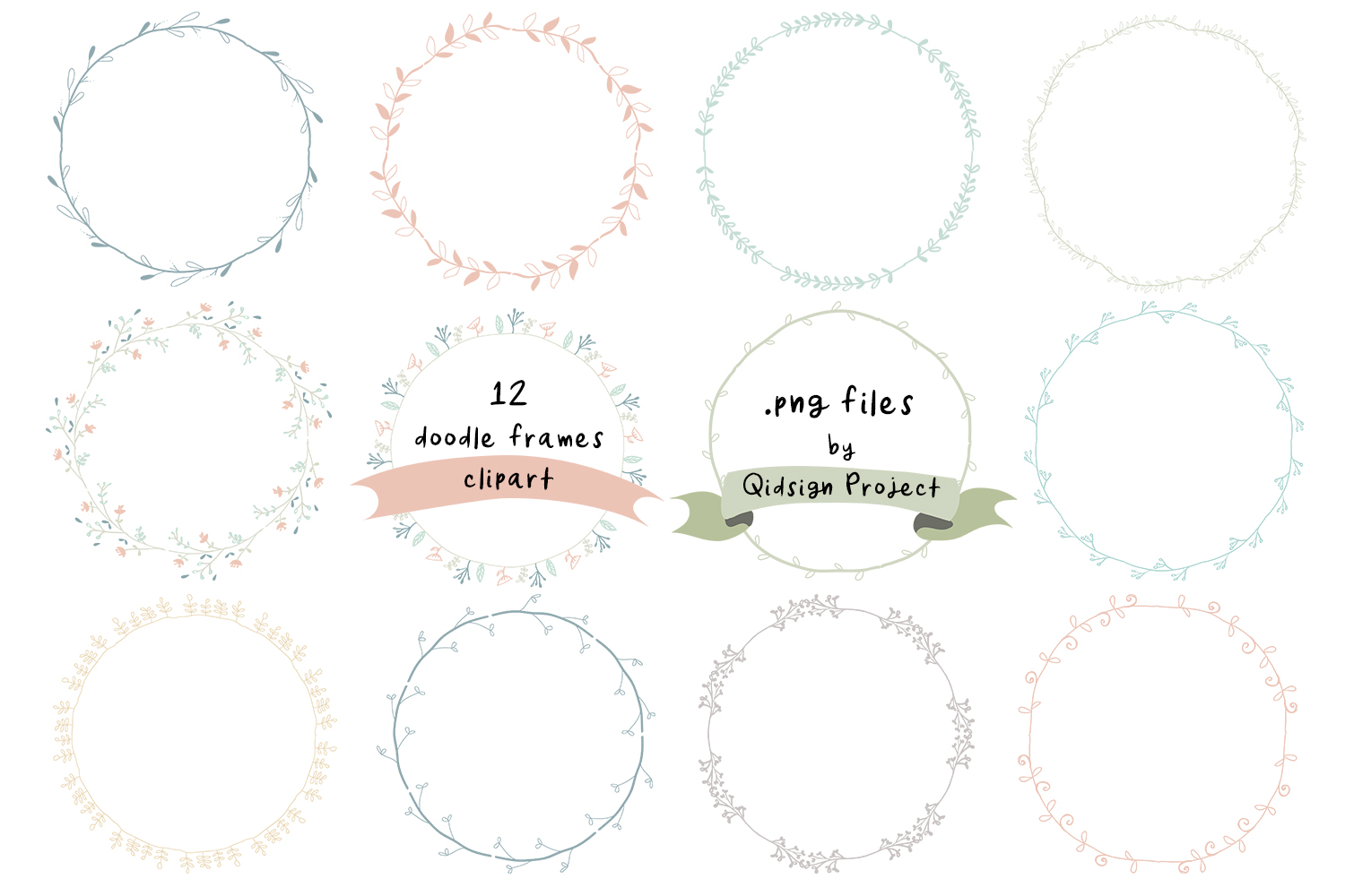 Doodle Wreath Frames Clipart And Banner Png