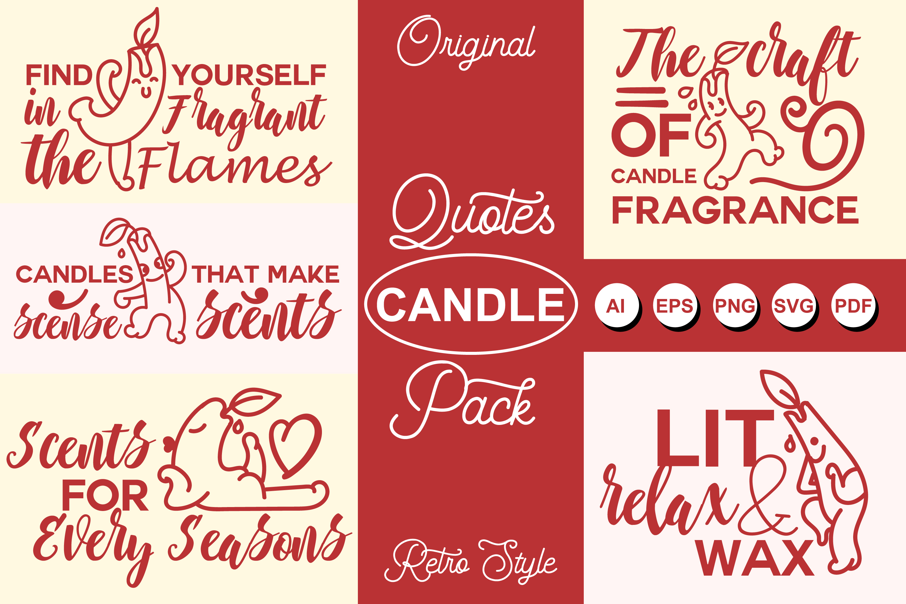 5 Candle Quotes and Sayings SVG Pack
