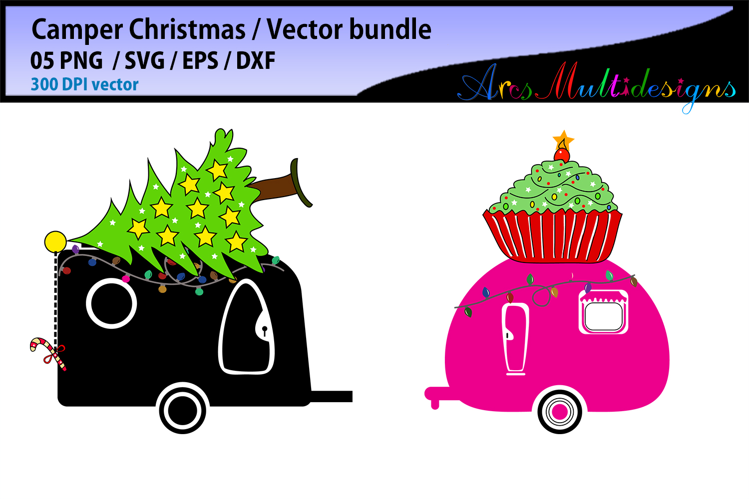 Download Christmas Camper SVG silhouette / Christmas tree vector