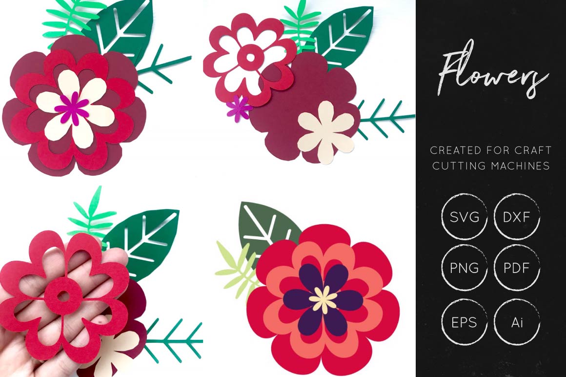 Download Vector Flower Collection - Layered Flowers SVG Cut Files