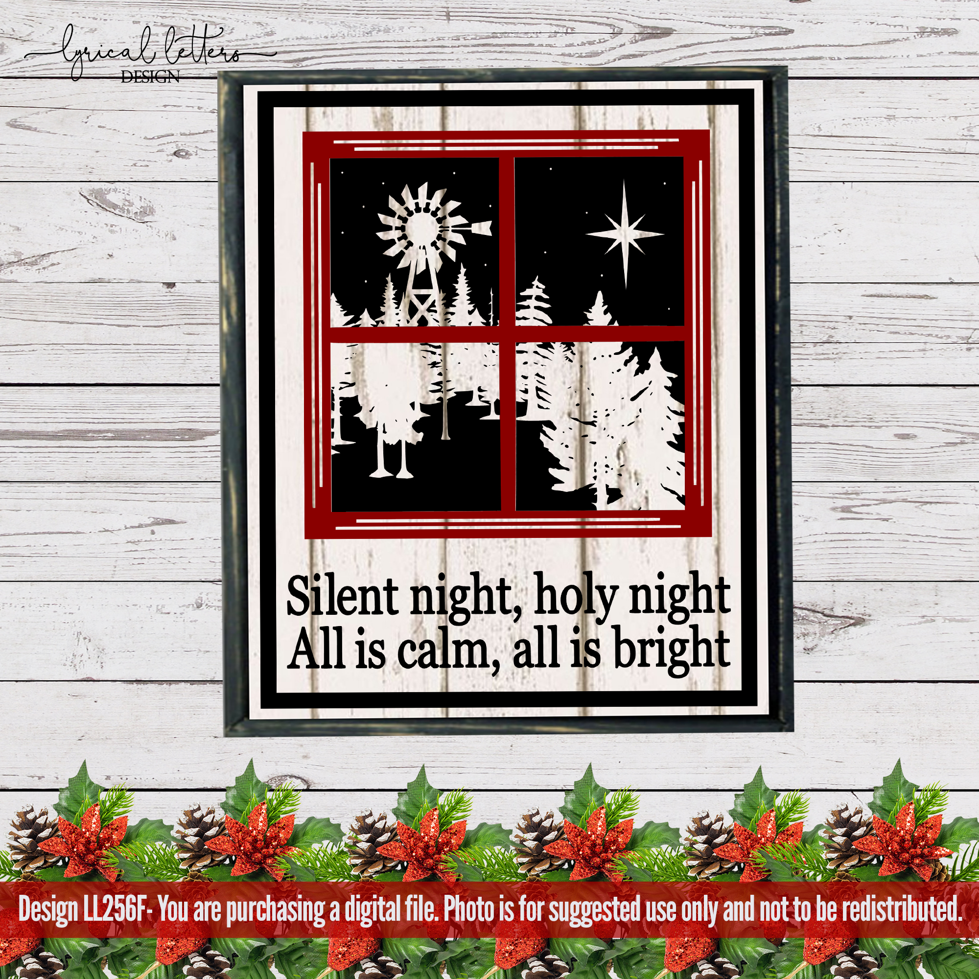 Download Farmhouse Christmas Silent Night Windmill SVG LL256F ...