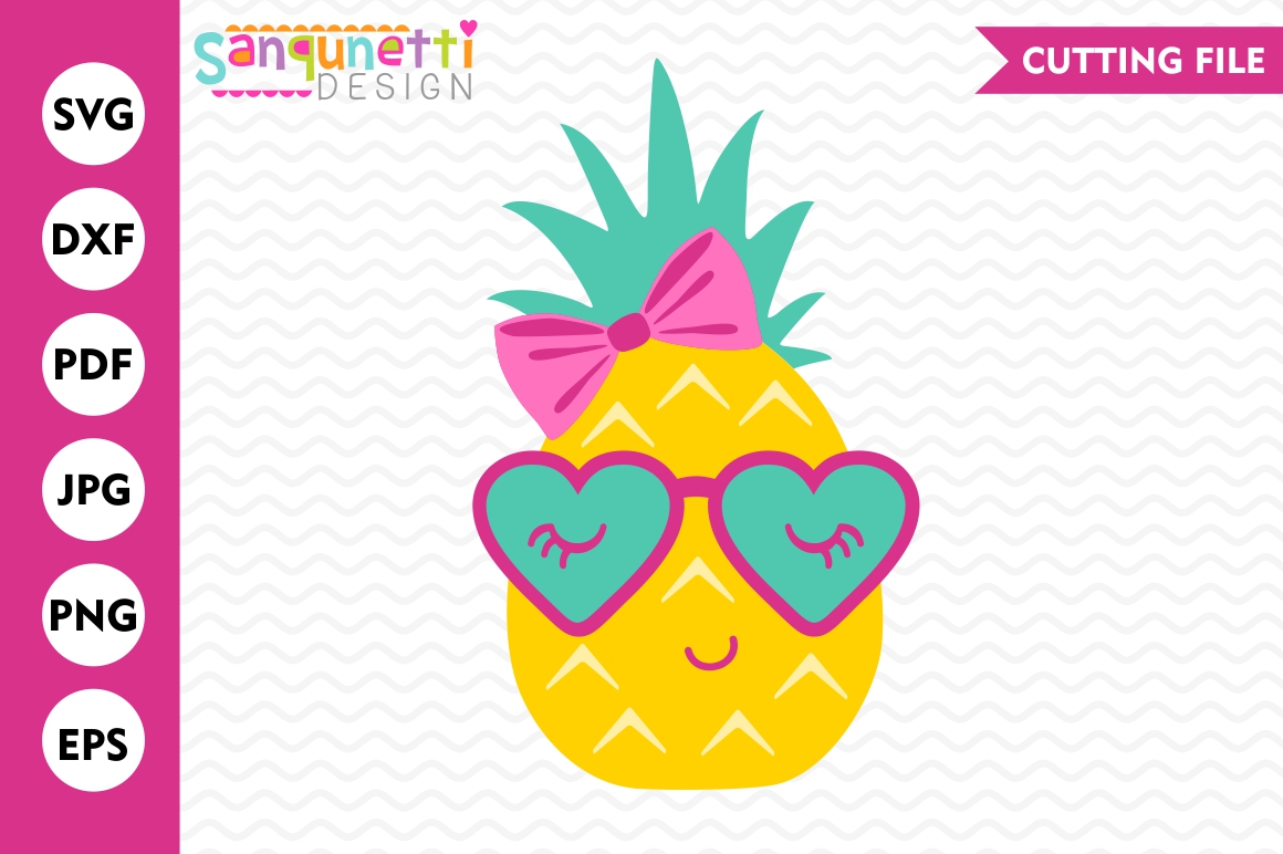 Pineapple SVG, Pineapple wearing sunglasses svg, tropical