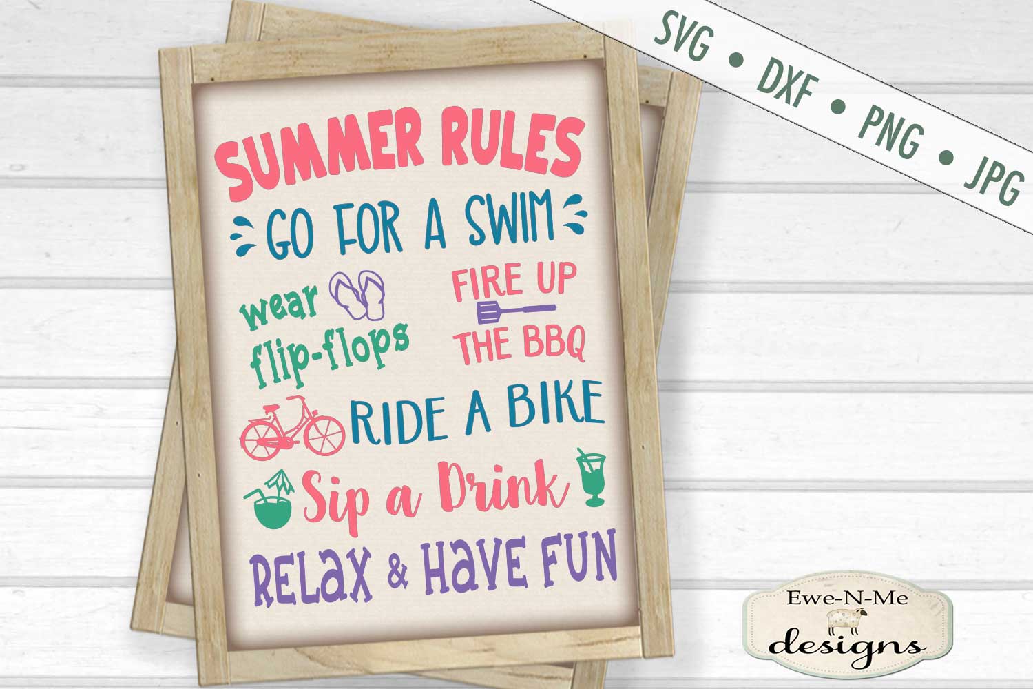 Summer Rules Summer Sign SVG DXF Files (272933) Cut Files Design Bundles