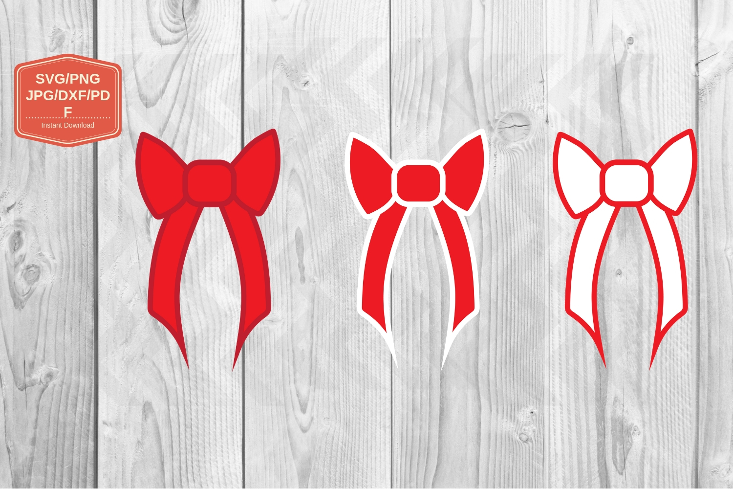 Red Christmas bow. SVG file, PNG JPG PDF DXF, Cut file print