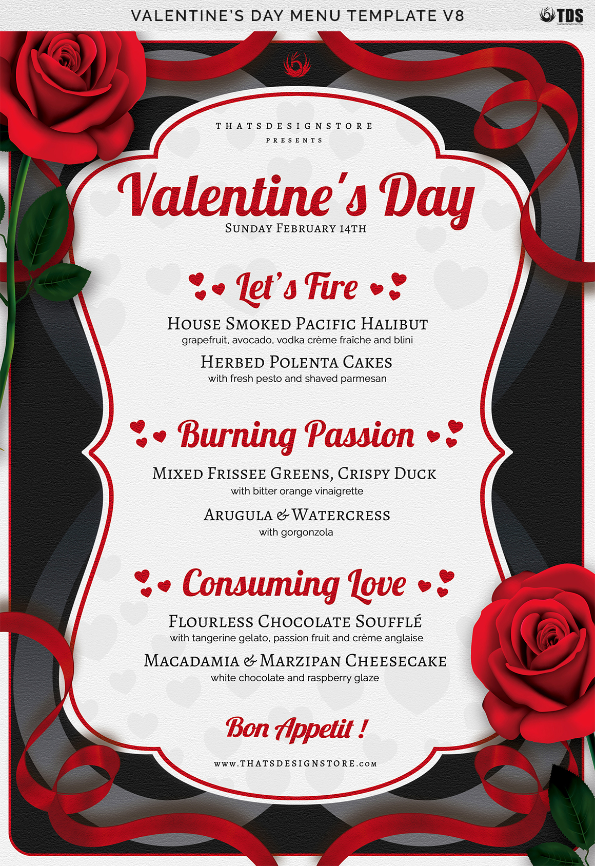 Valentines Day Menu Template V8