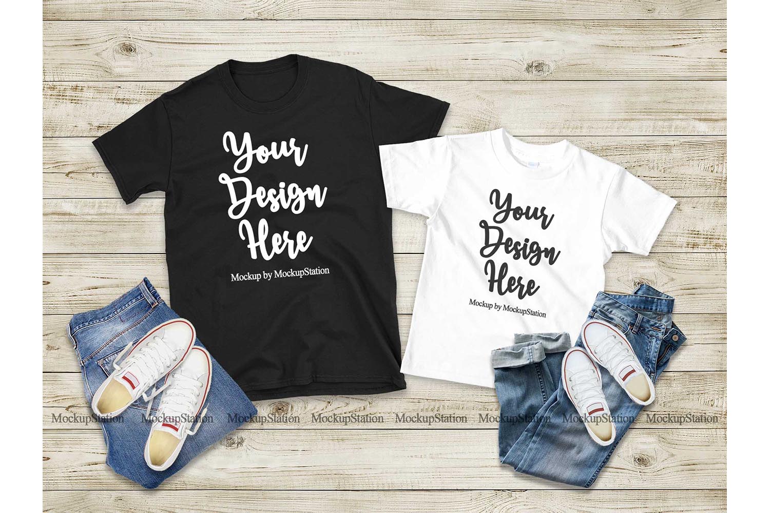 Download Mommy and Me Shirts Mockup, Matching Family T-Shirts (281628) | Mock Ups | Design Bundles