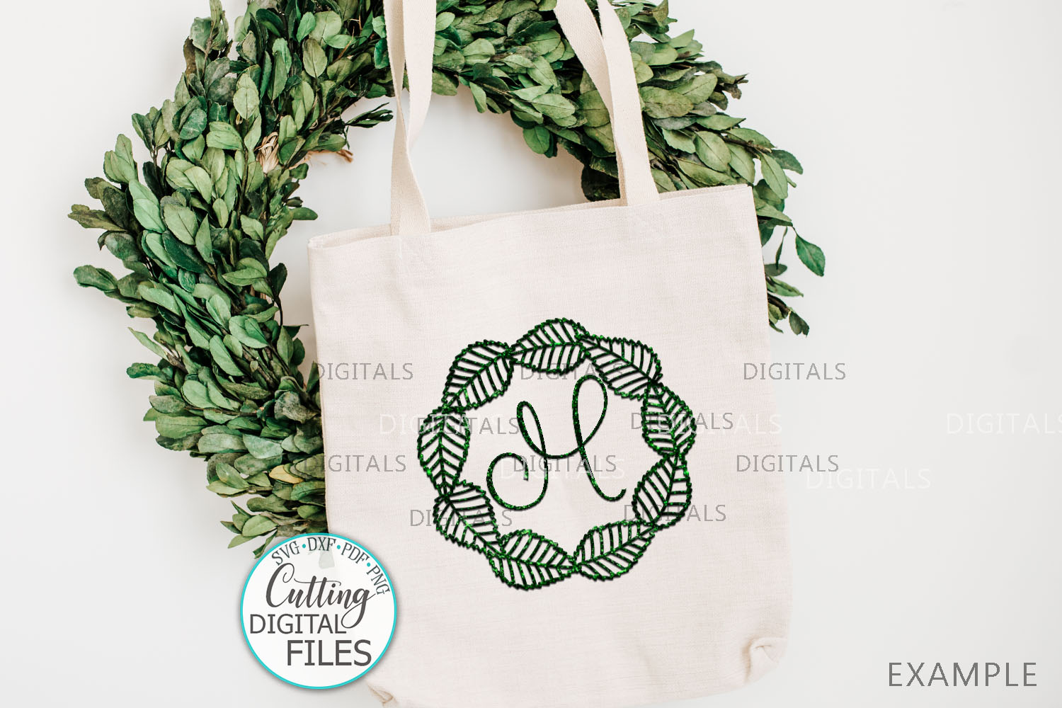 Download Leaves Monogram Corner Border Divider paper cut svg template