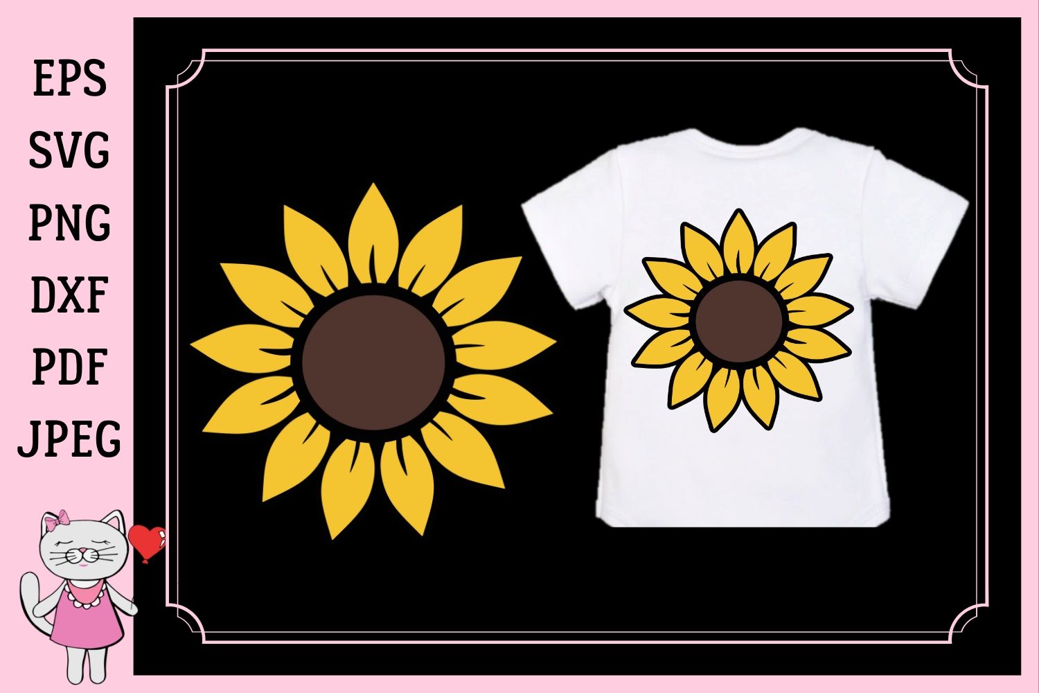 Download Sunflower monogram, svg, dxf, png, jpg, pdf