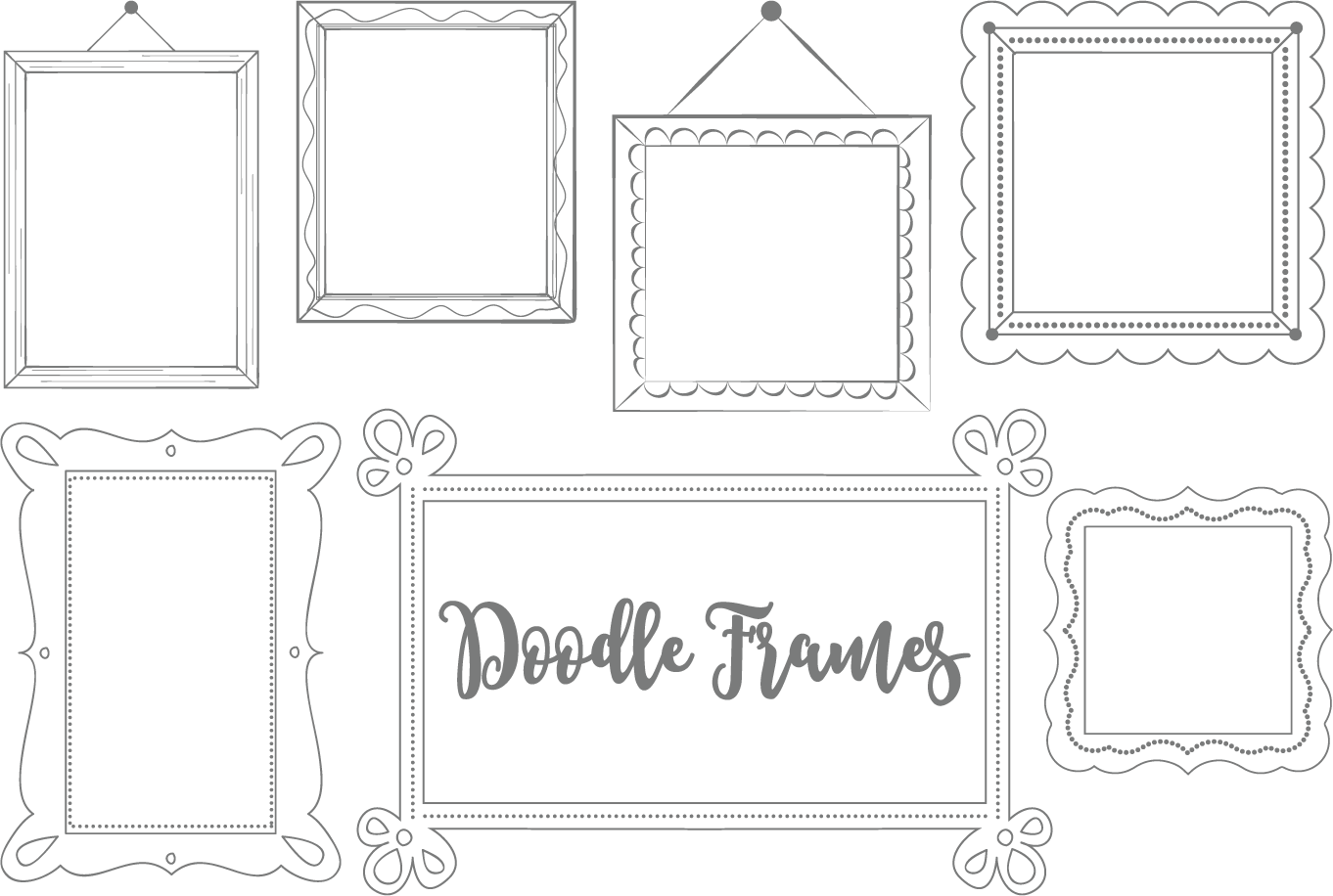 Clip Art Doodle Frames Set 2 79644 Illustrations Design Bundles