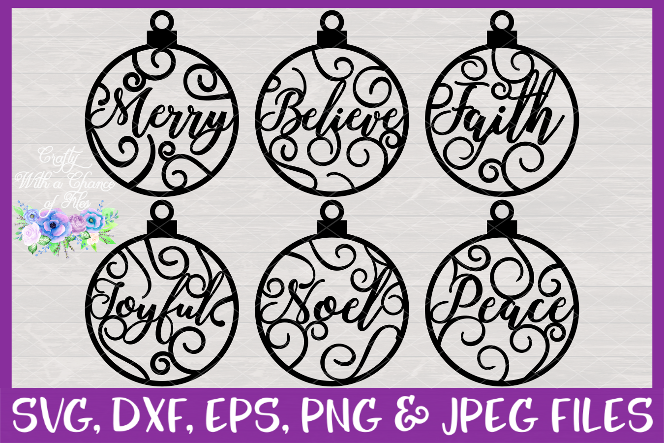 Christmas Word Ornaments SVG Christmas Flourish Baubles