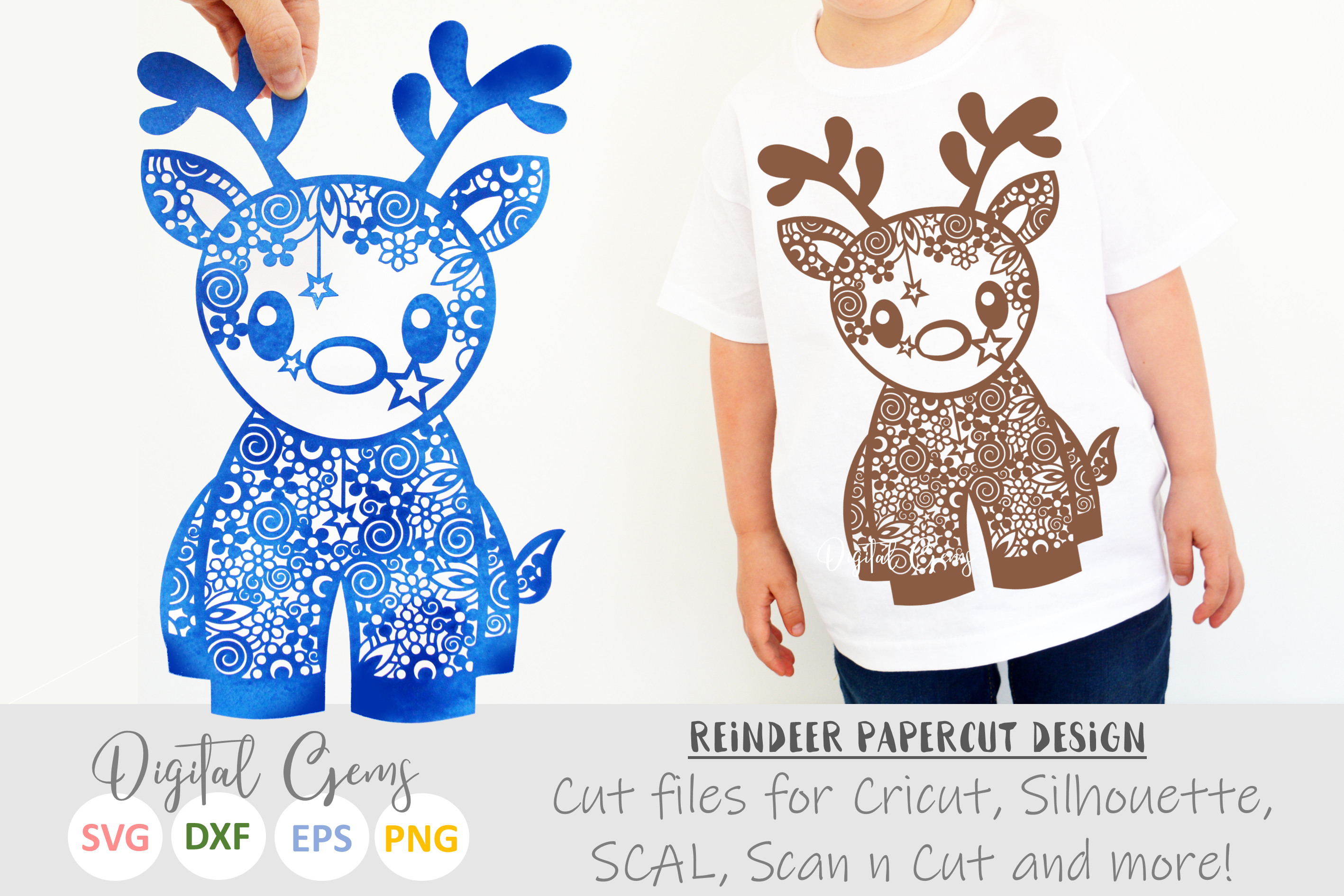 Download Christmas Reindeer paper cut SVG DXF EPS files
