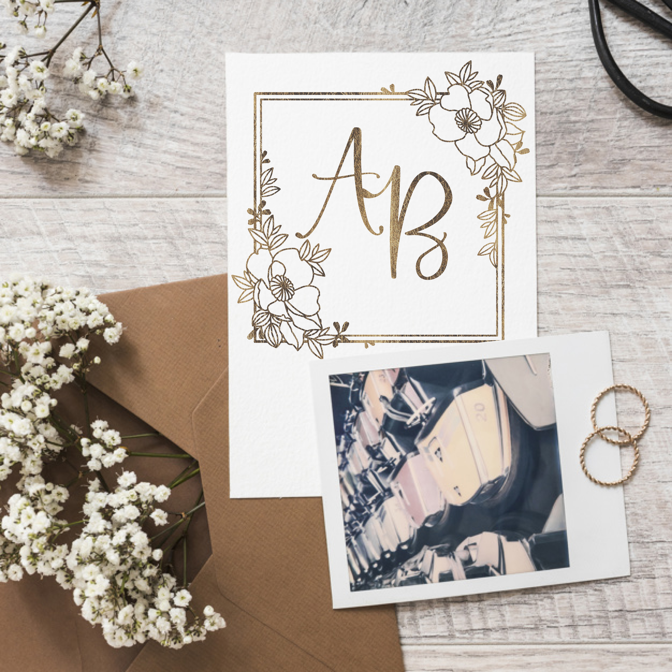 Download Square frame with flowers.Wedding monogram. SVG DXF cut file