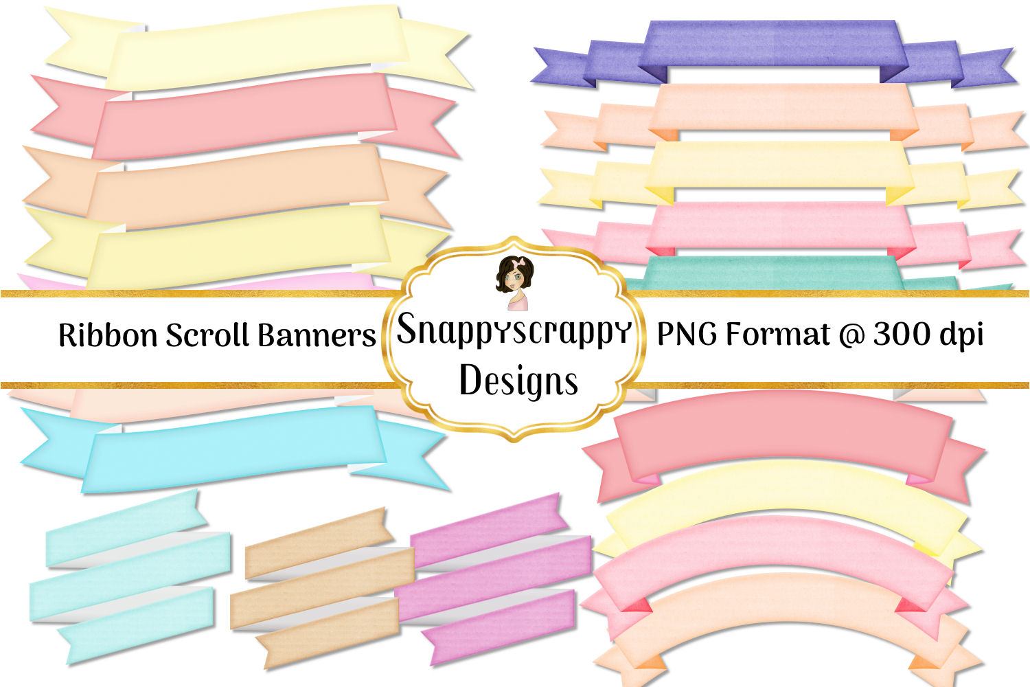 Wedding Ribbon Scroll Banners Clipart