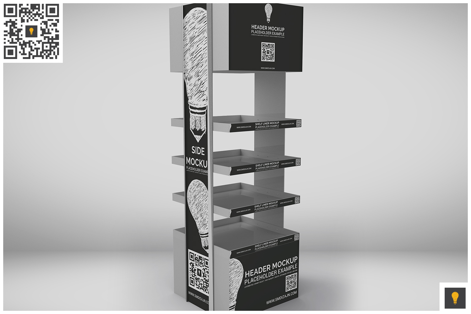 Promotional Store Shelf Stand Mockup (20420) | Mock Ups | Design Bundles