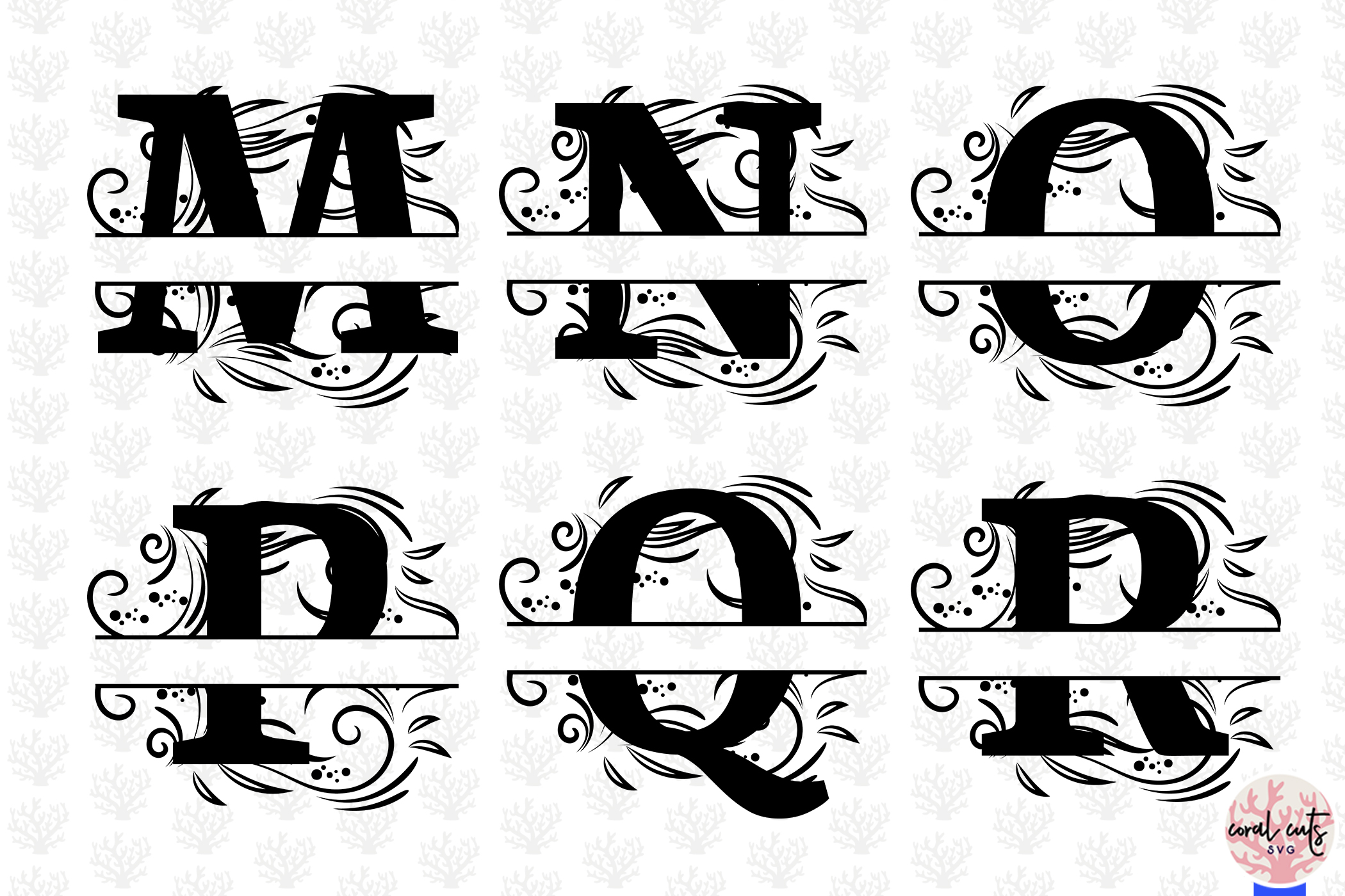 Download Floral Split Alphabet Monogram - Svg EPS DXF PNG File