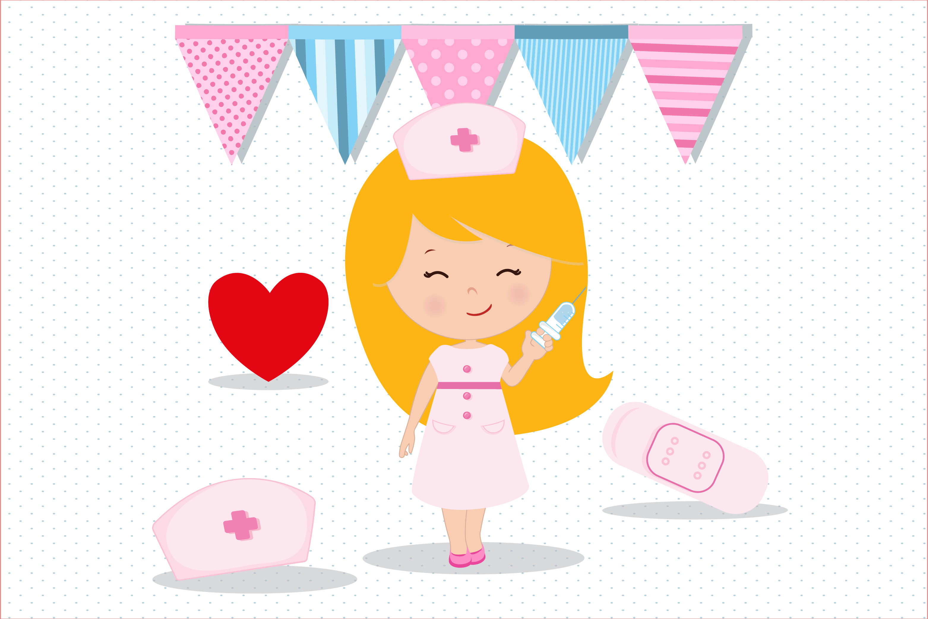 Nurse girl clipart set, nurse girl graphics