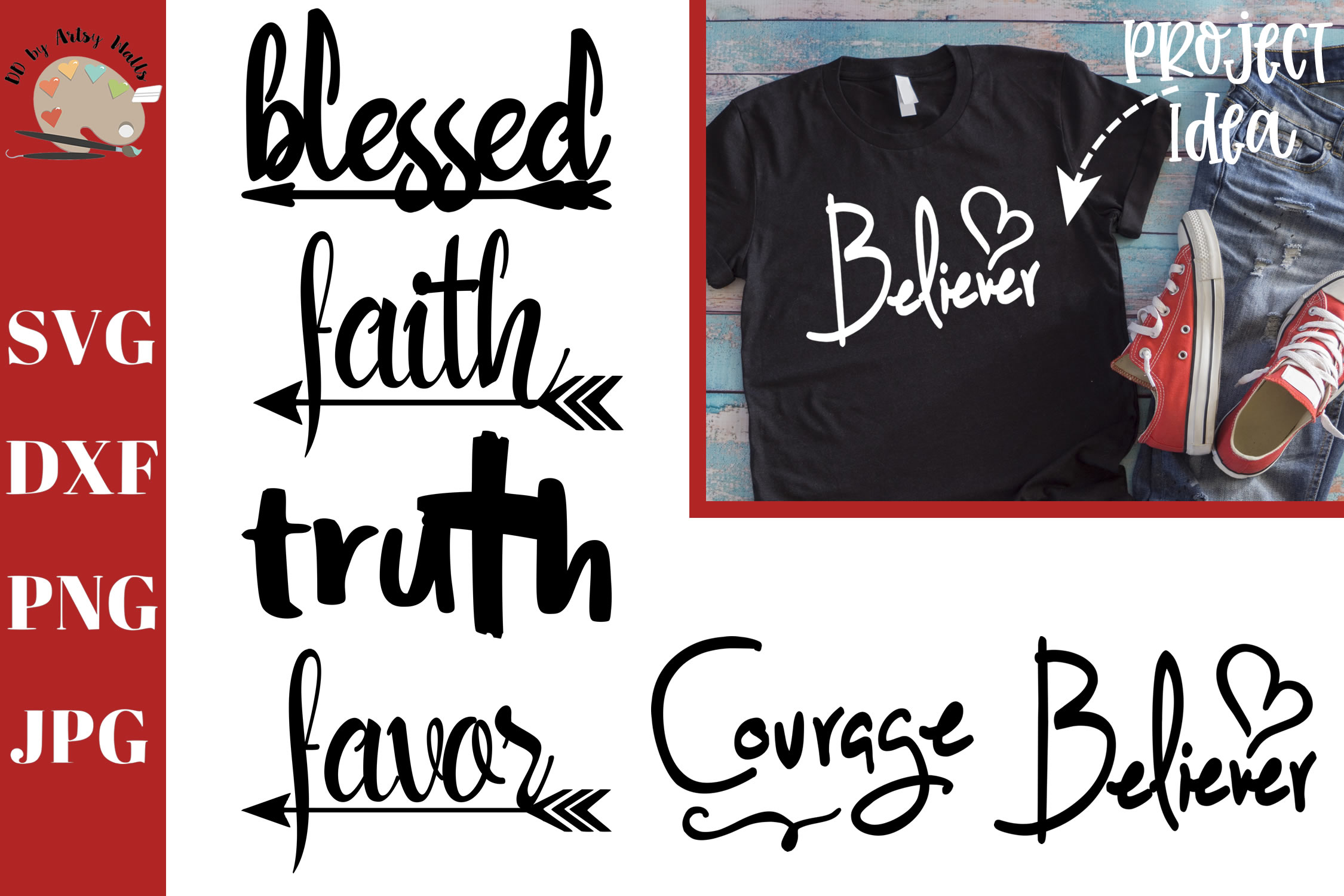 Download Faith Word Bundle svg dxf png, christian words decal svg