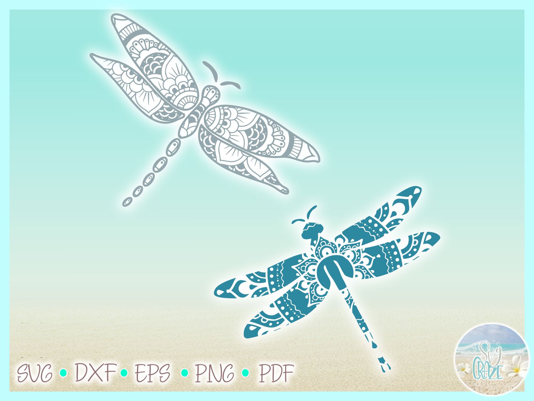 Dragonfly Mandala Zentangle SVG Dxf Eps Png PDF files ...