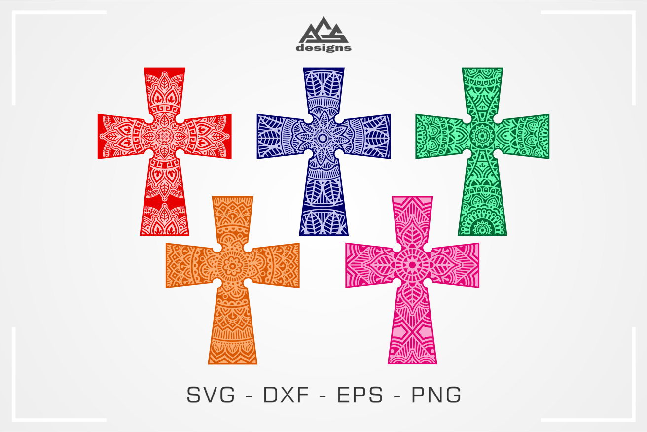 Download Cross with Mandala Pattern Svg Design
