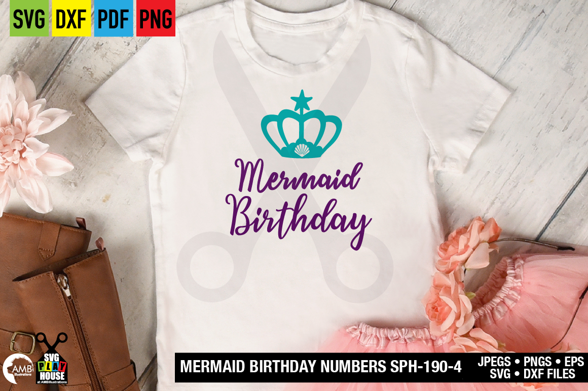 Download Mermaid Birthday Numbers 4th birthday svg, SPH-190-4