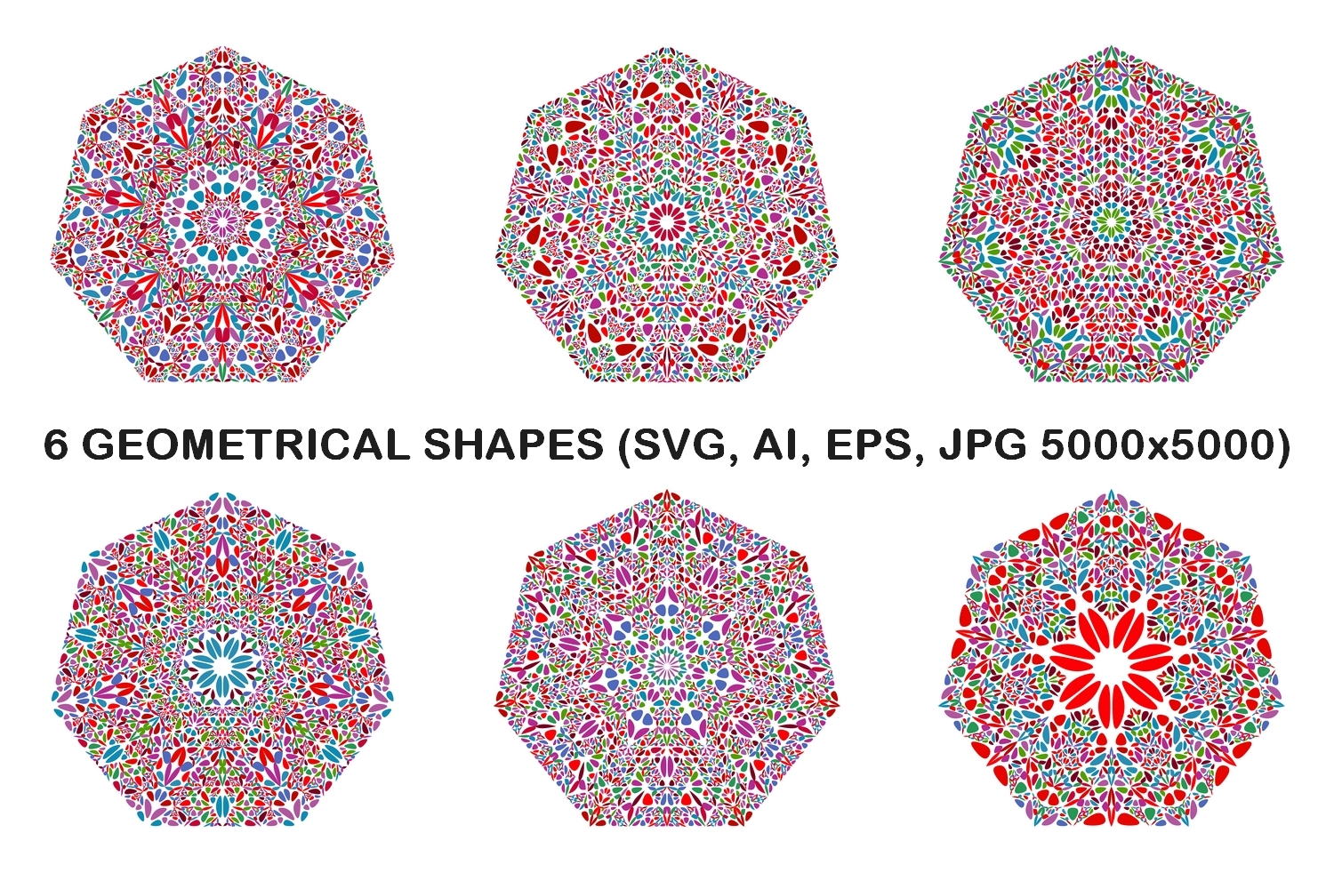 6 Floral Heptagon Designs