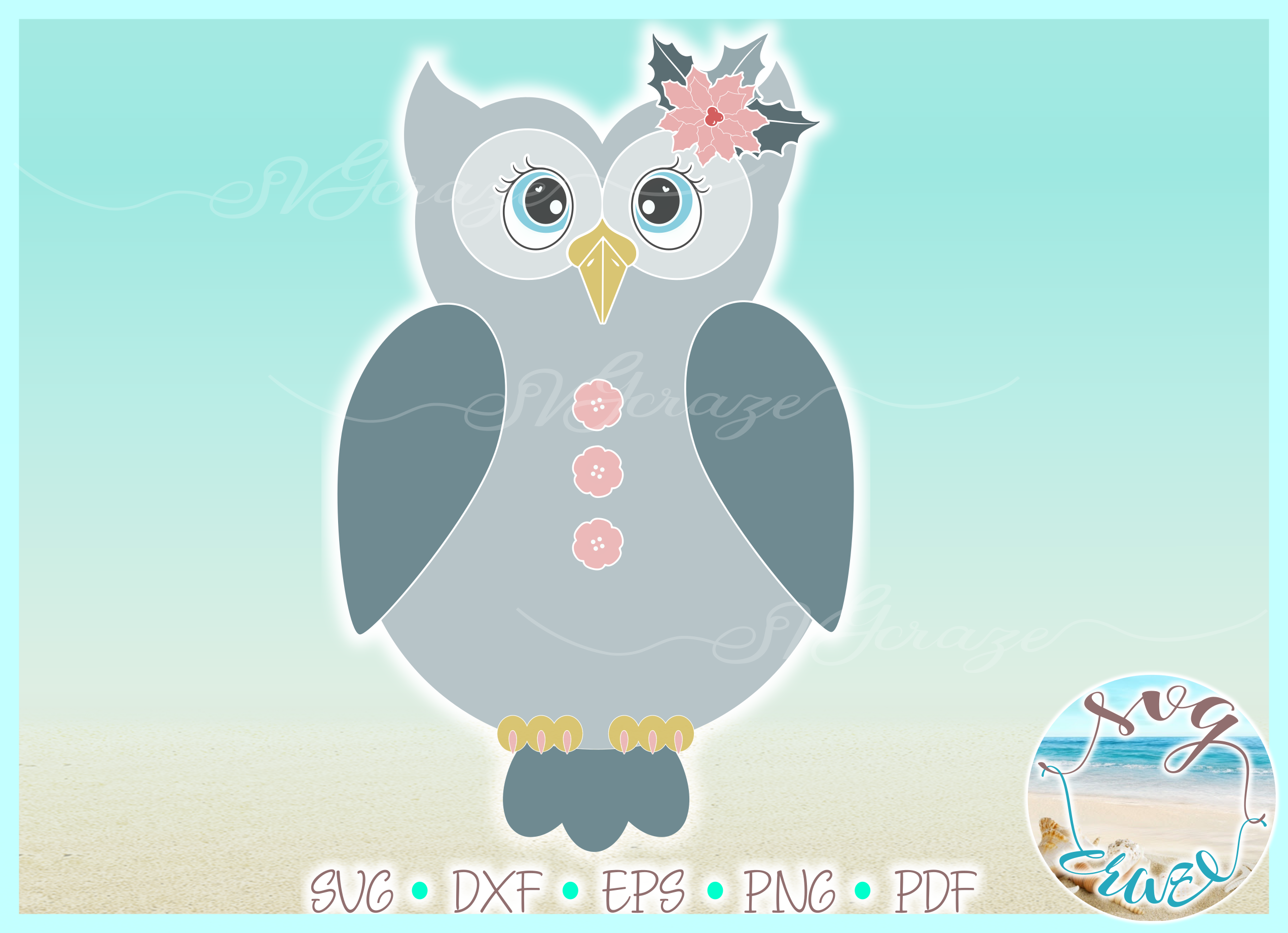 Download Girly Owl with Poinsettia Christmas SVG Dxf Eps Png PDF ...