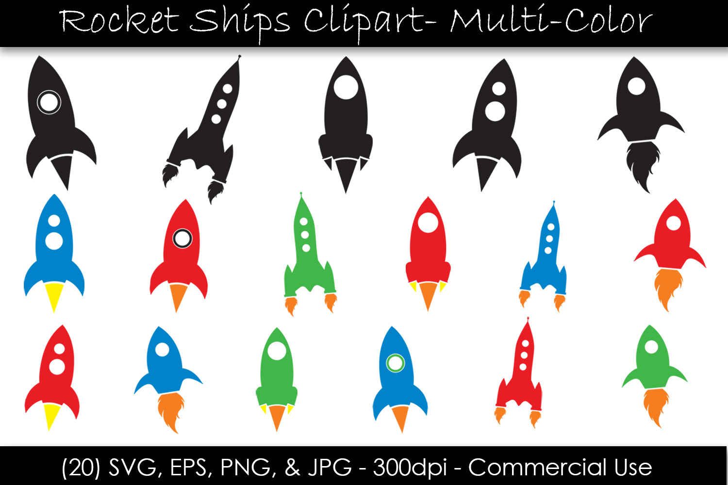 Download Rocket Ship SVG Clipart Bundle (357118) | Illustrations ...